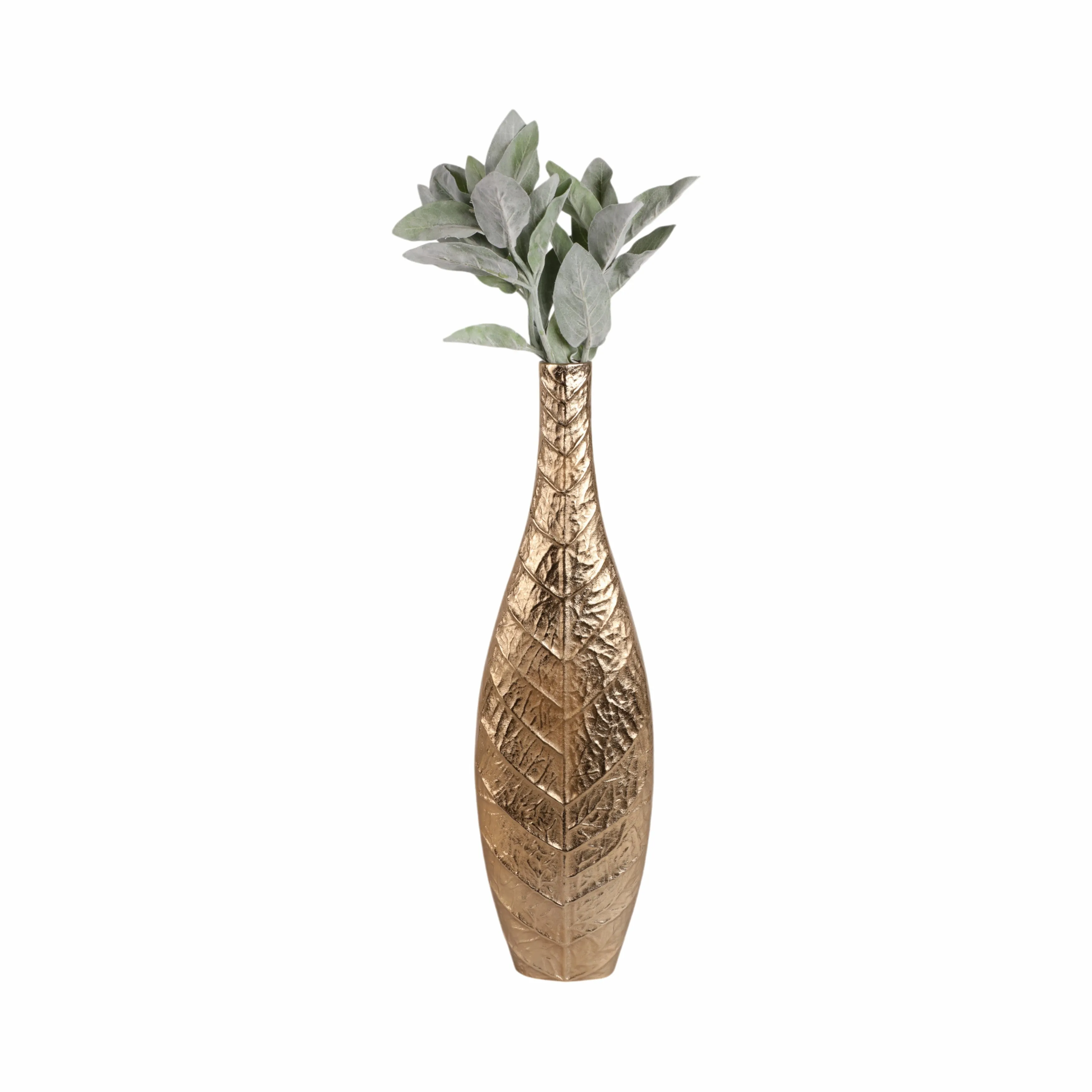 28" Craighton Large Metal Leaf Vase, Gold