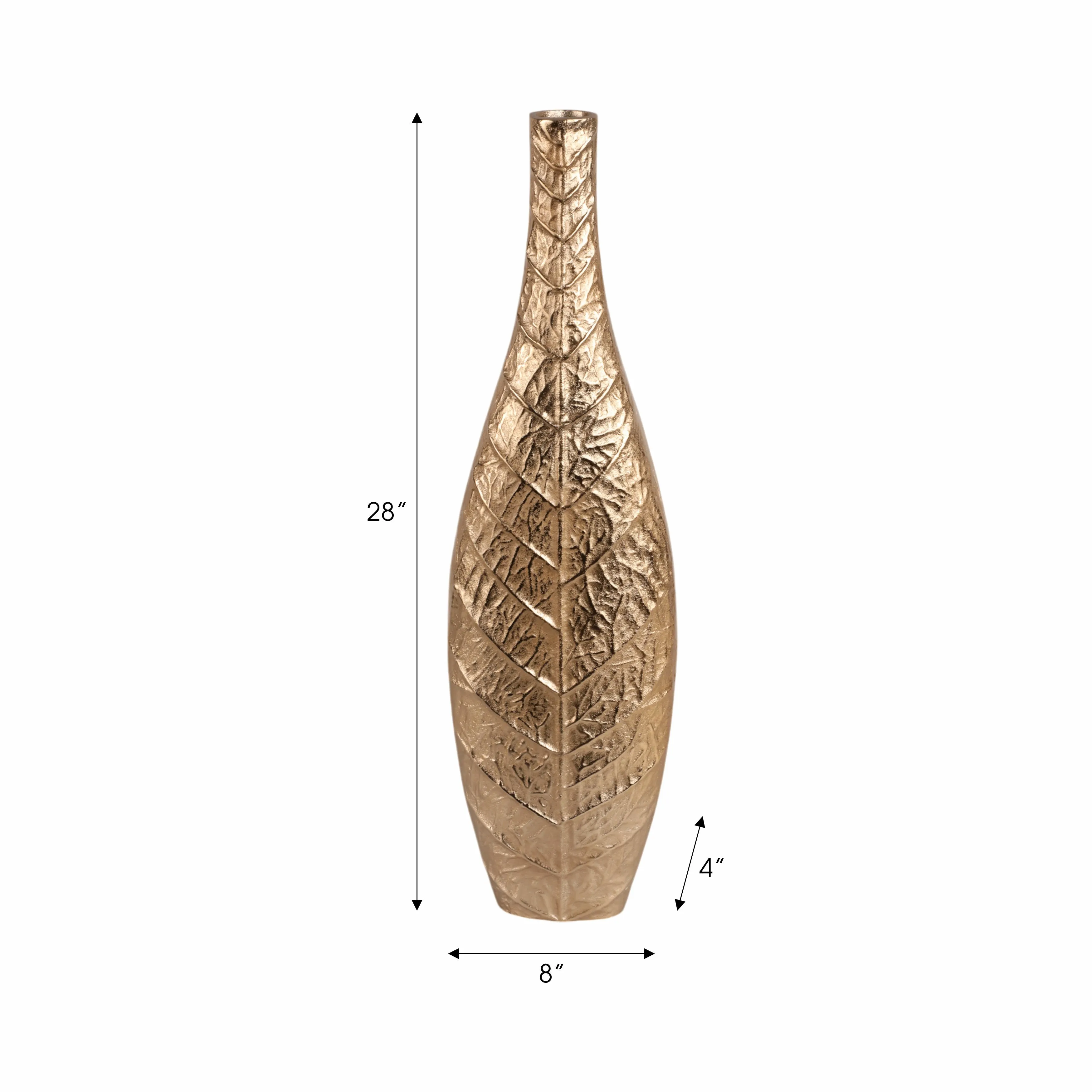 28" Craighton Large Metal Leaf Vase, Gold