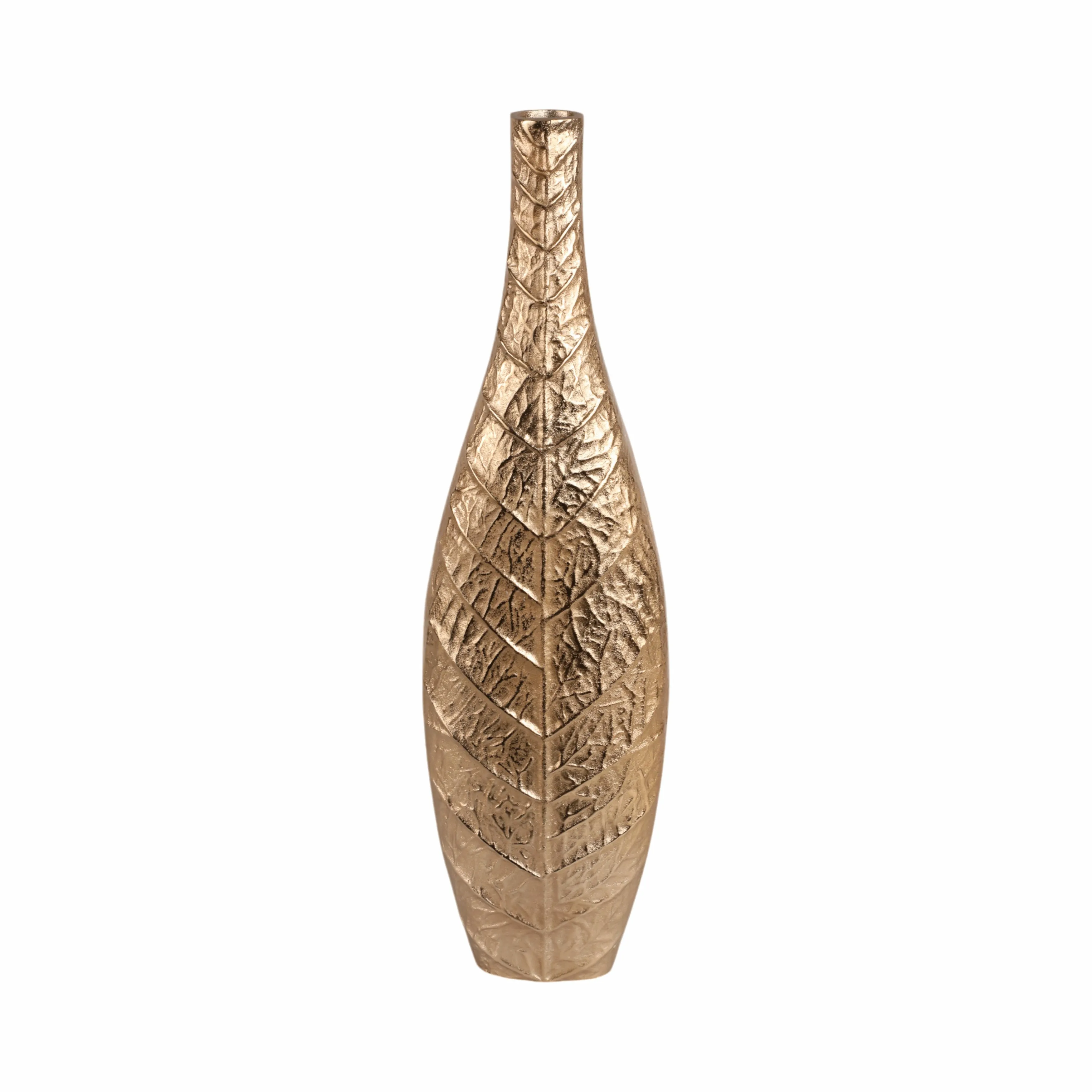 28" Craighton Large Metal Leaf Vase, Gold