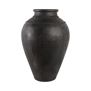 30" Terracotta Floor Vase, Rustic Black