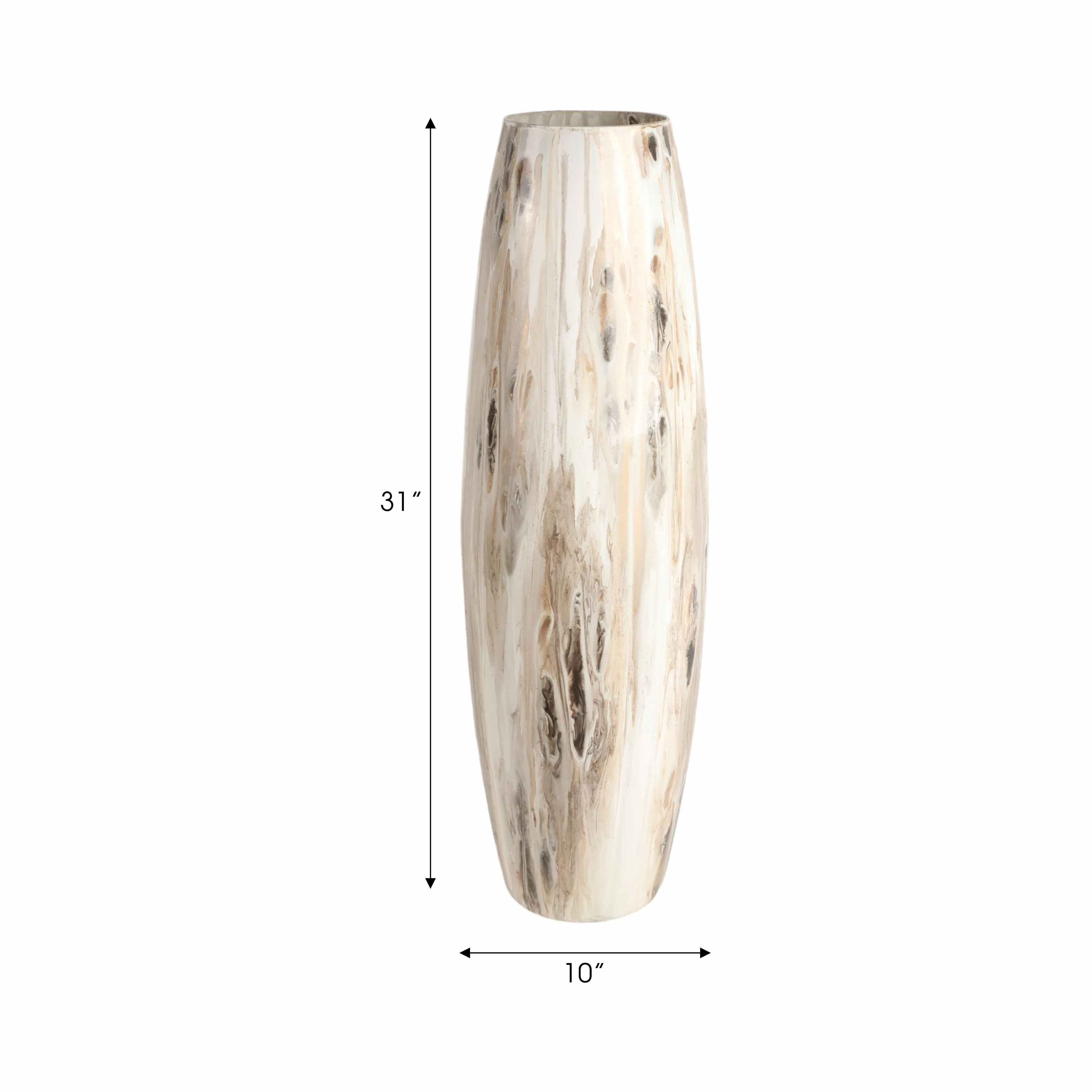31" Curved Glass Vase Neutral Drip Finish, Multi