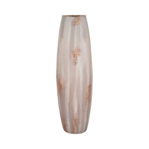 31" Curved Glass Vase Opal Finish, Ivory Multi