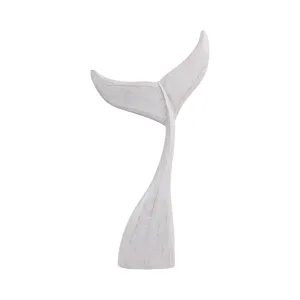 32" Wood Whale Tail Decor, Wht