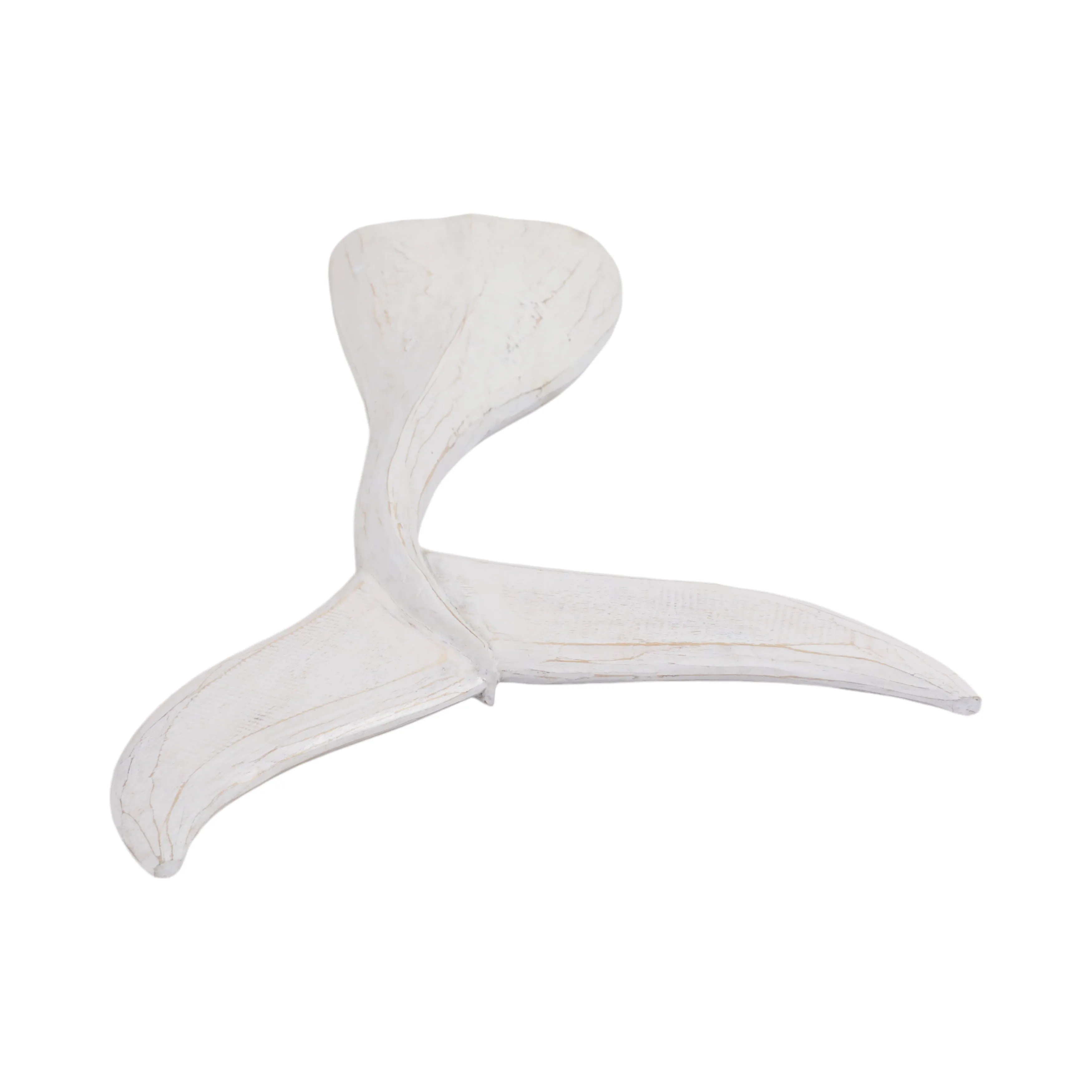 32" Wood Whale Tail Decor, Wht