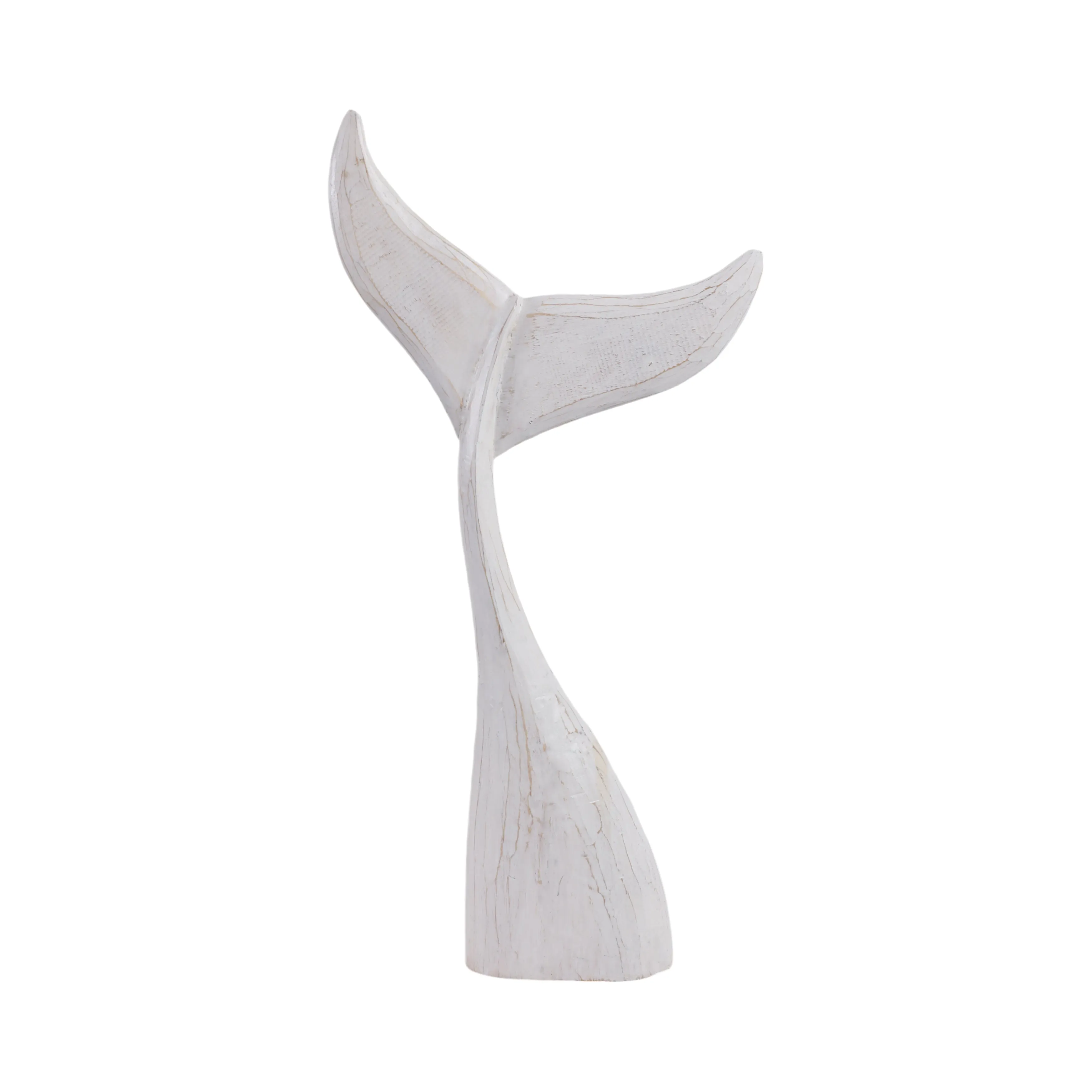32" Wood Whale Tail Decor, Wht