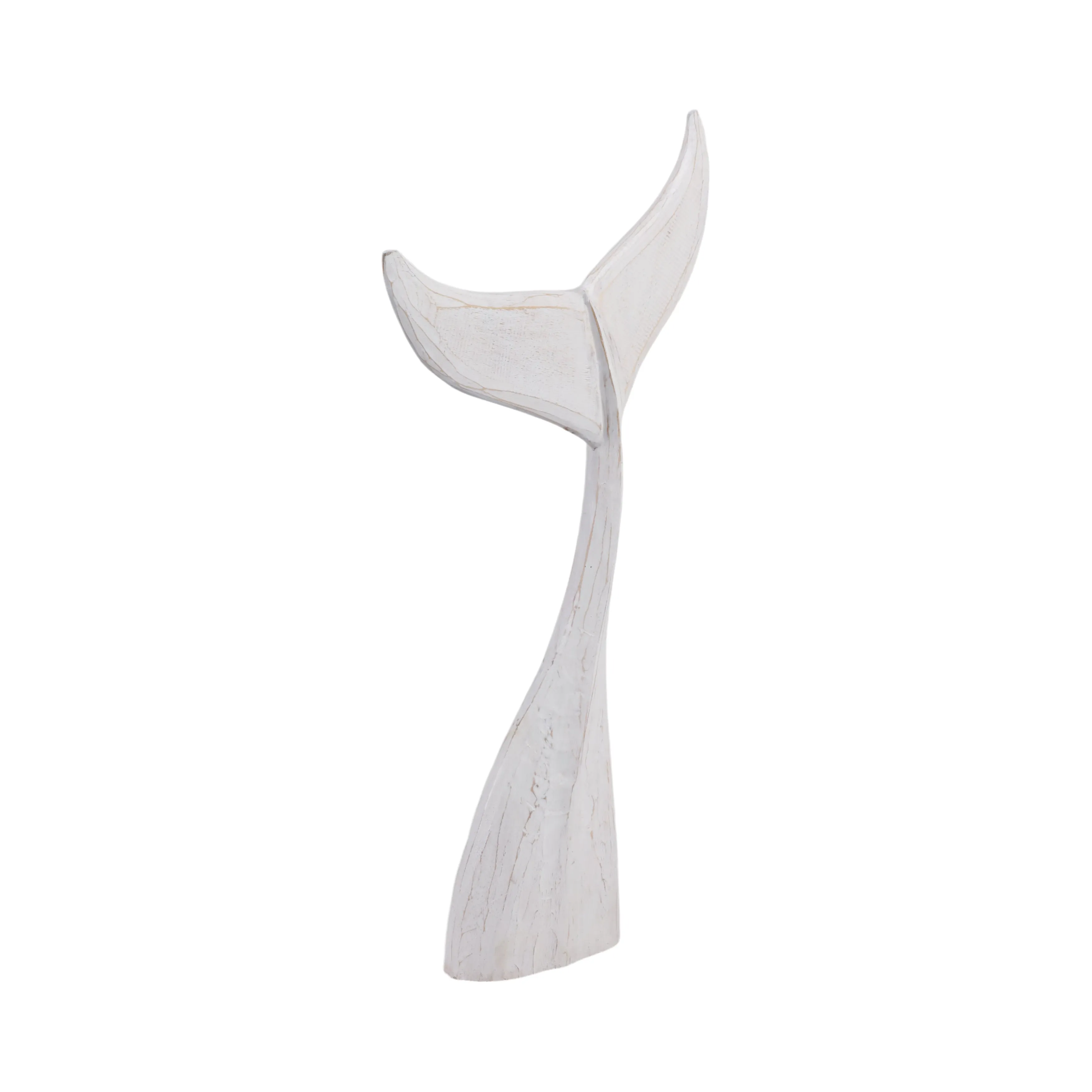32" Wood Whale Tail Decor, Wht