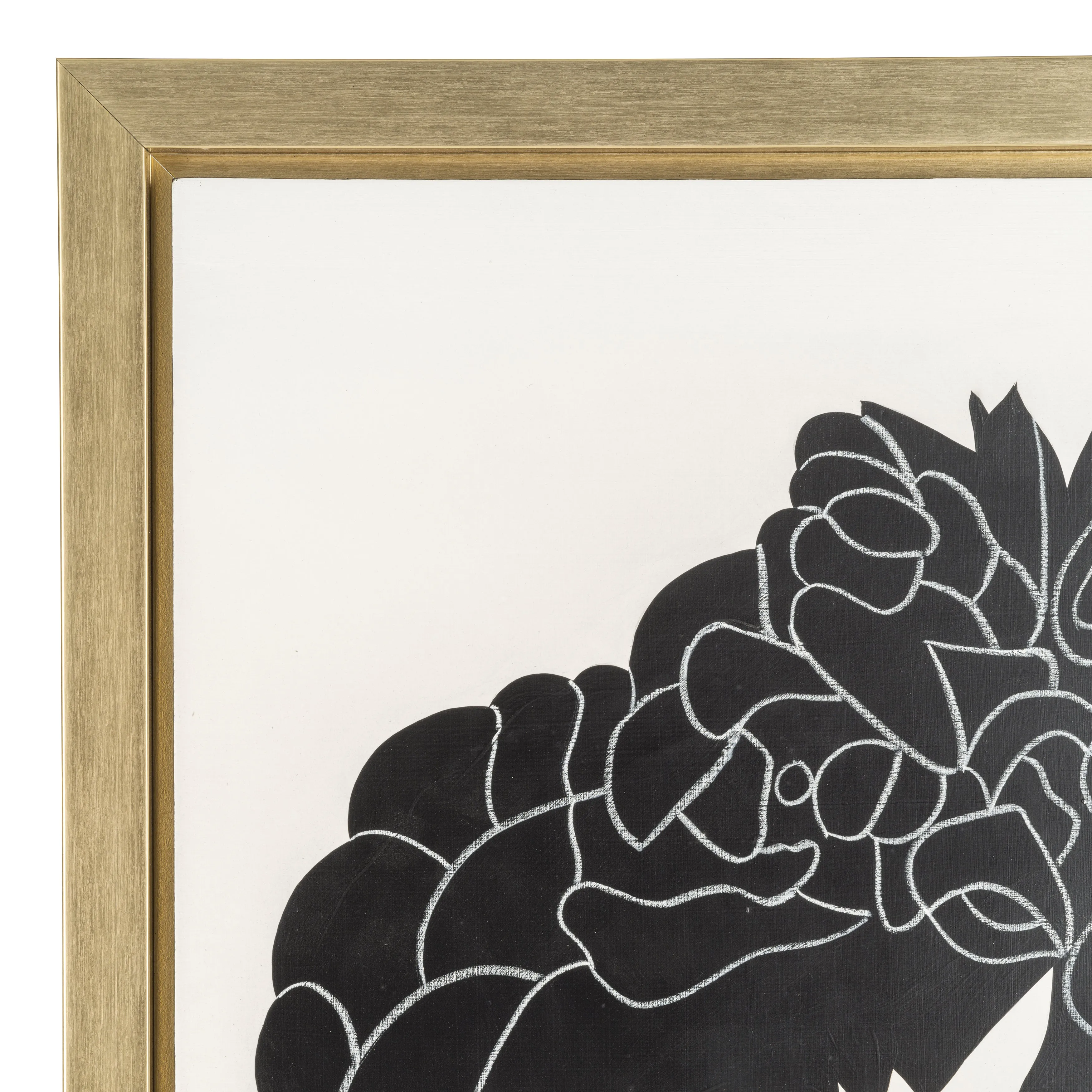 35X59, HAND PAINTED FRIDA PORTRAIT, BLK/WHT