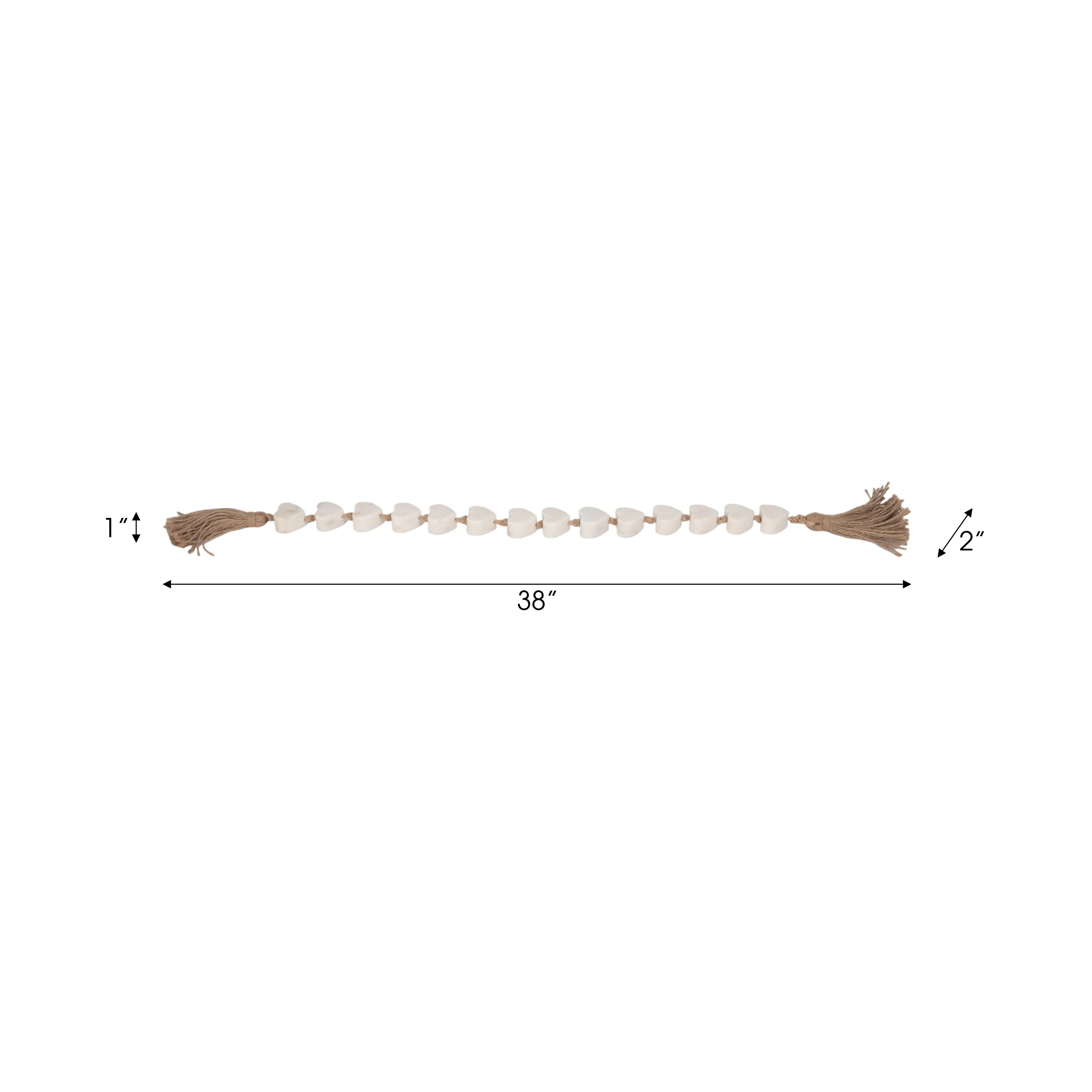 36" Marble Hearts Garland, White