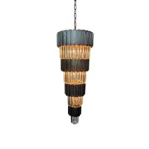 36"H METAL CRYSTAL CHANDELIER