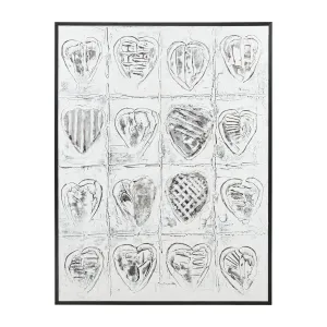 36X48 HEARTS HAND PAINTED CANVAS, GRAY
