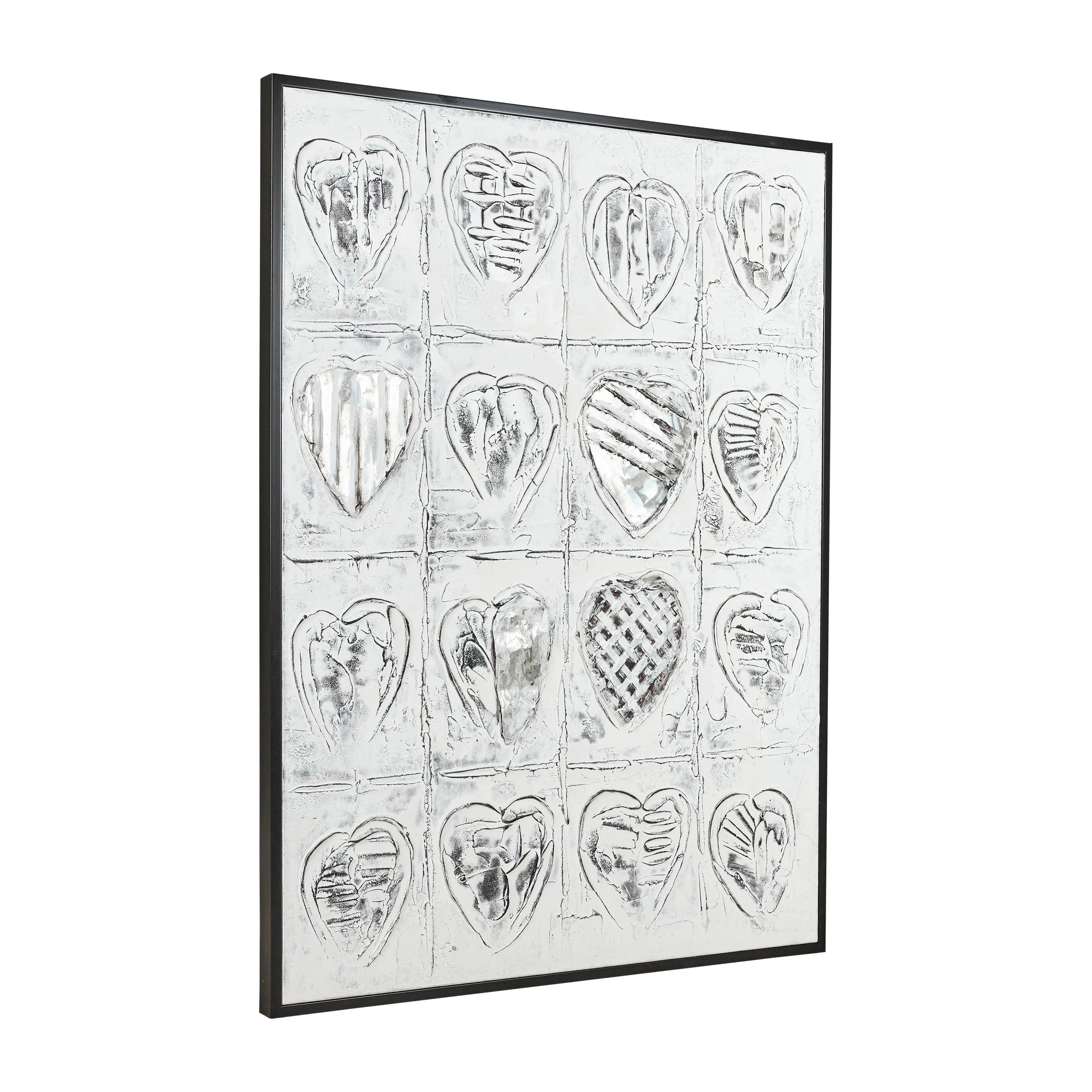 36X48 HEARTS HAND PAINTED CANVAS, GRAY