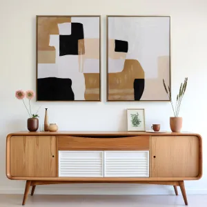 36X48 S/2 FRAMED HANDPAINTED  ABSTRACT, MULTI