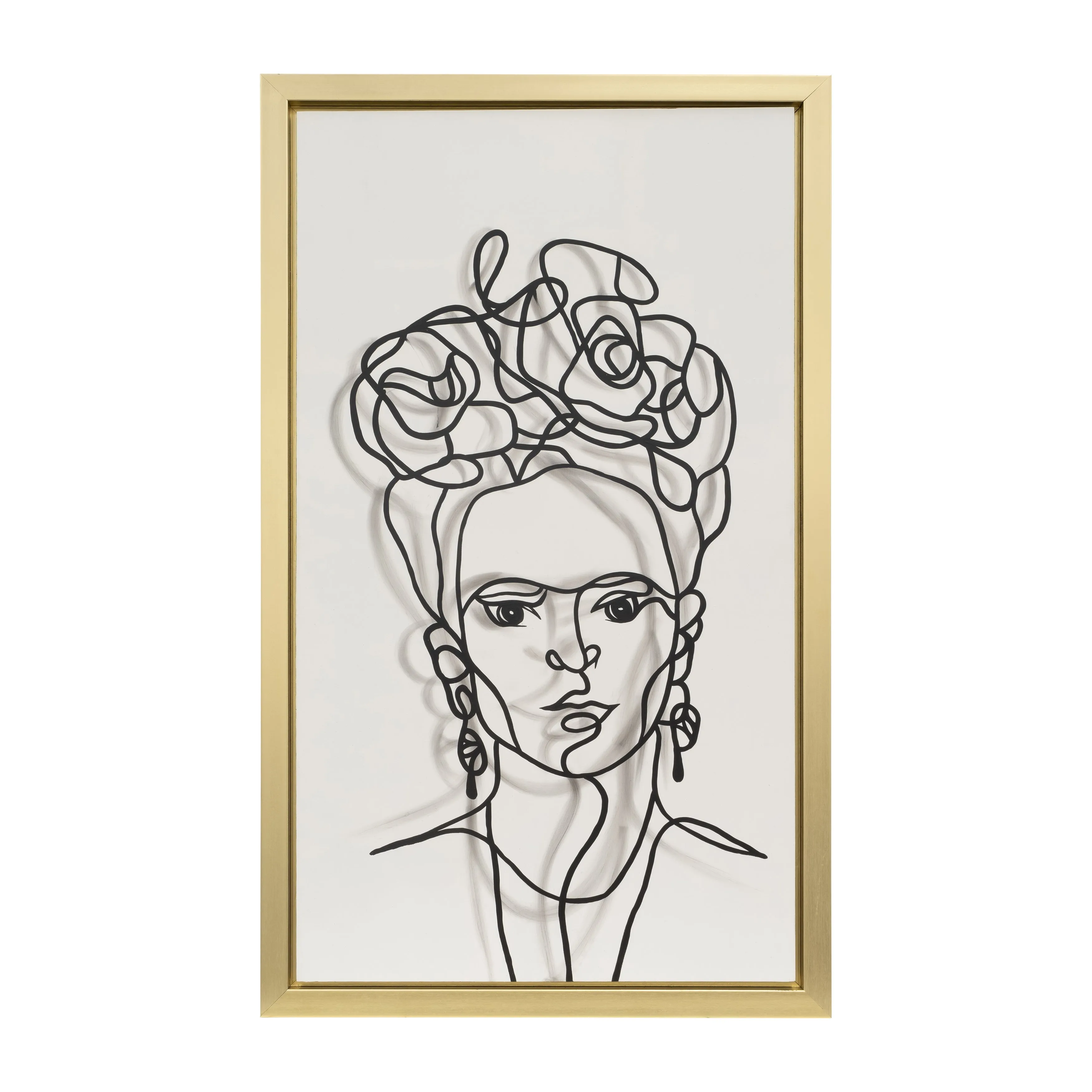 36X59, HAND PAINTED FRIDA ILLUSION, WHT/BLK
