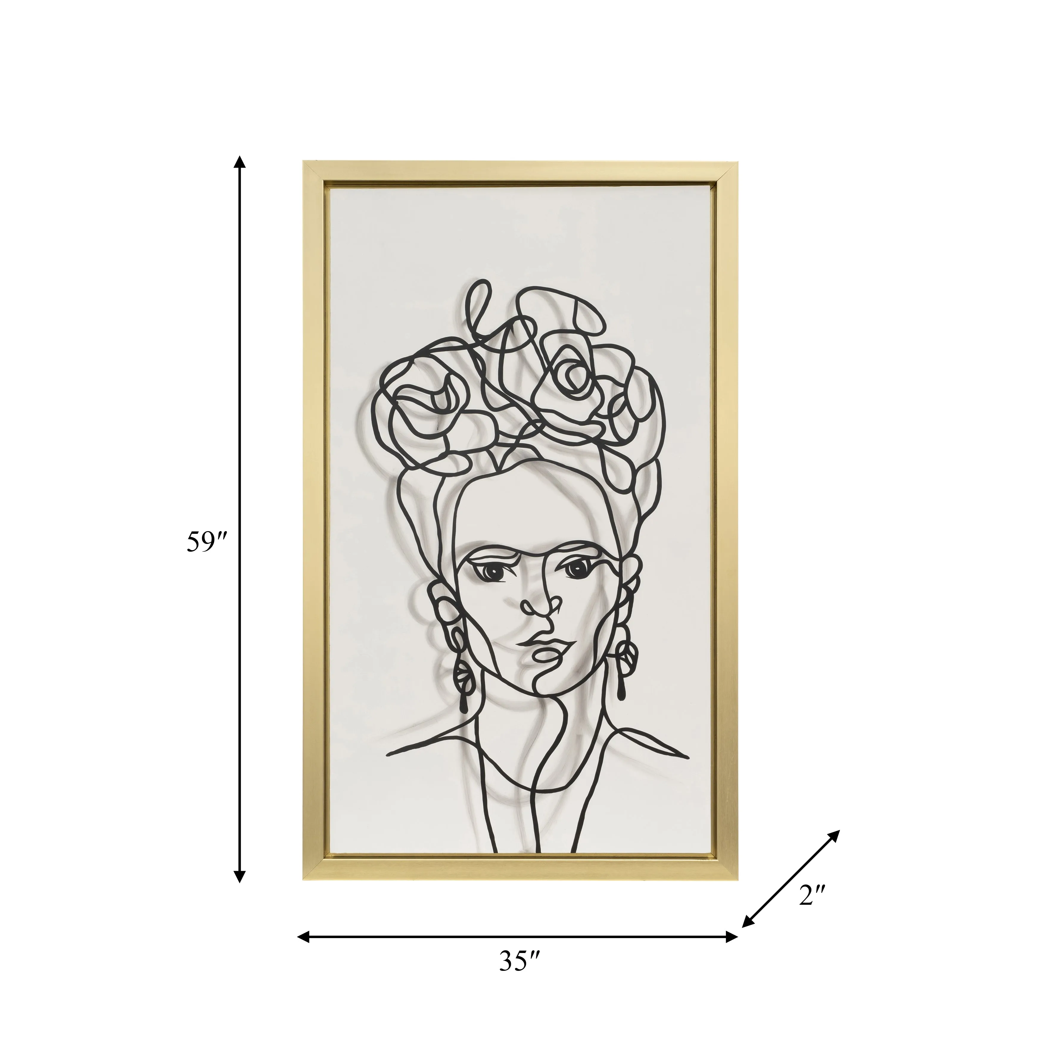 36X59, HAND PAINTED FRIDA ILLUSION, WHT/BLK