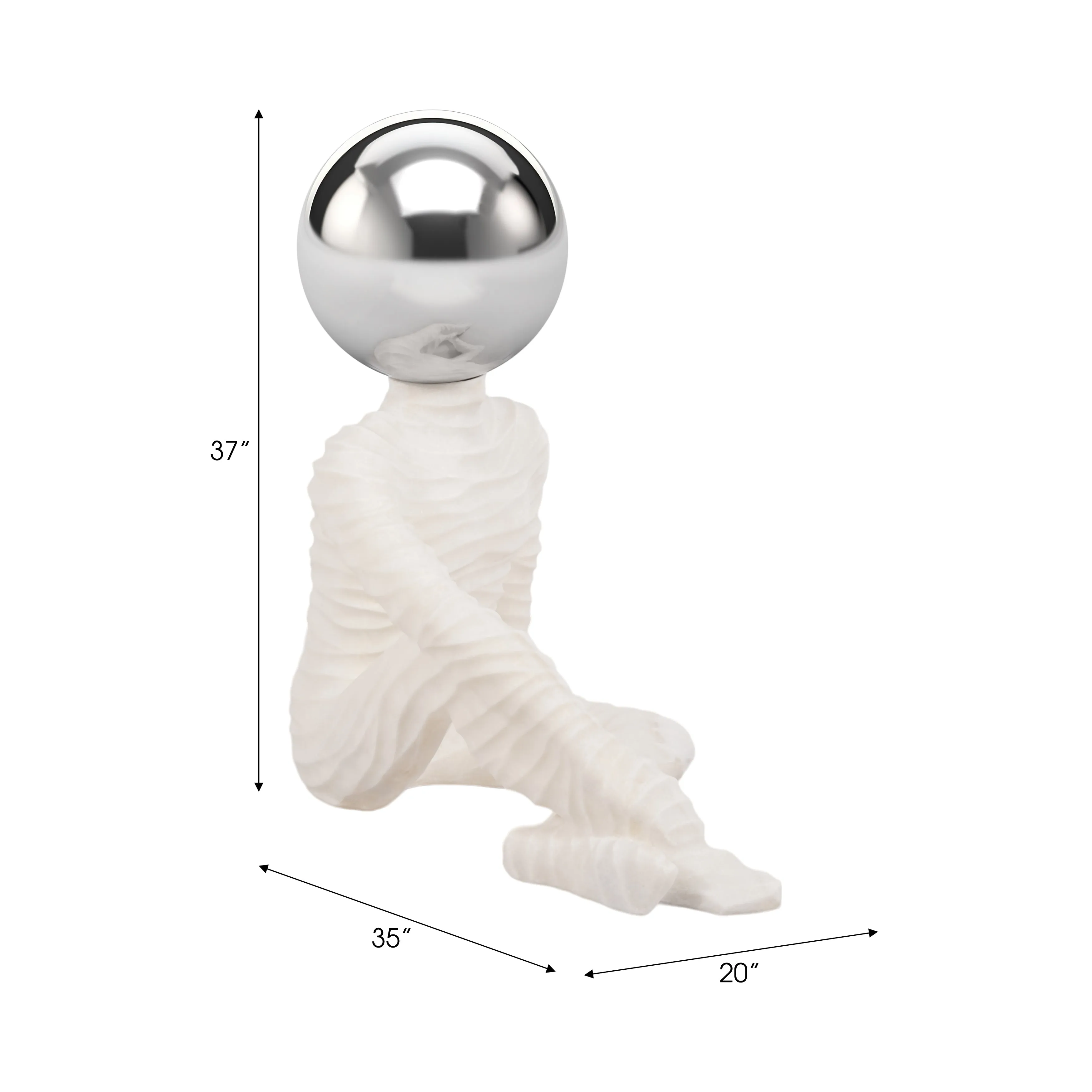 37" Echo Oversized Quartz Resin Sitting Man W/