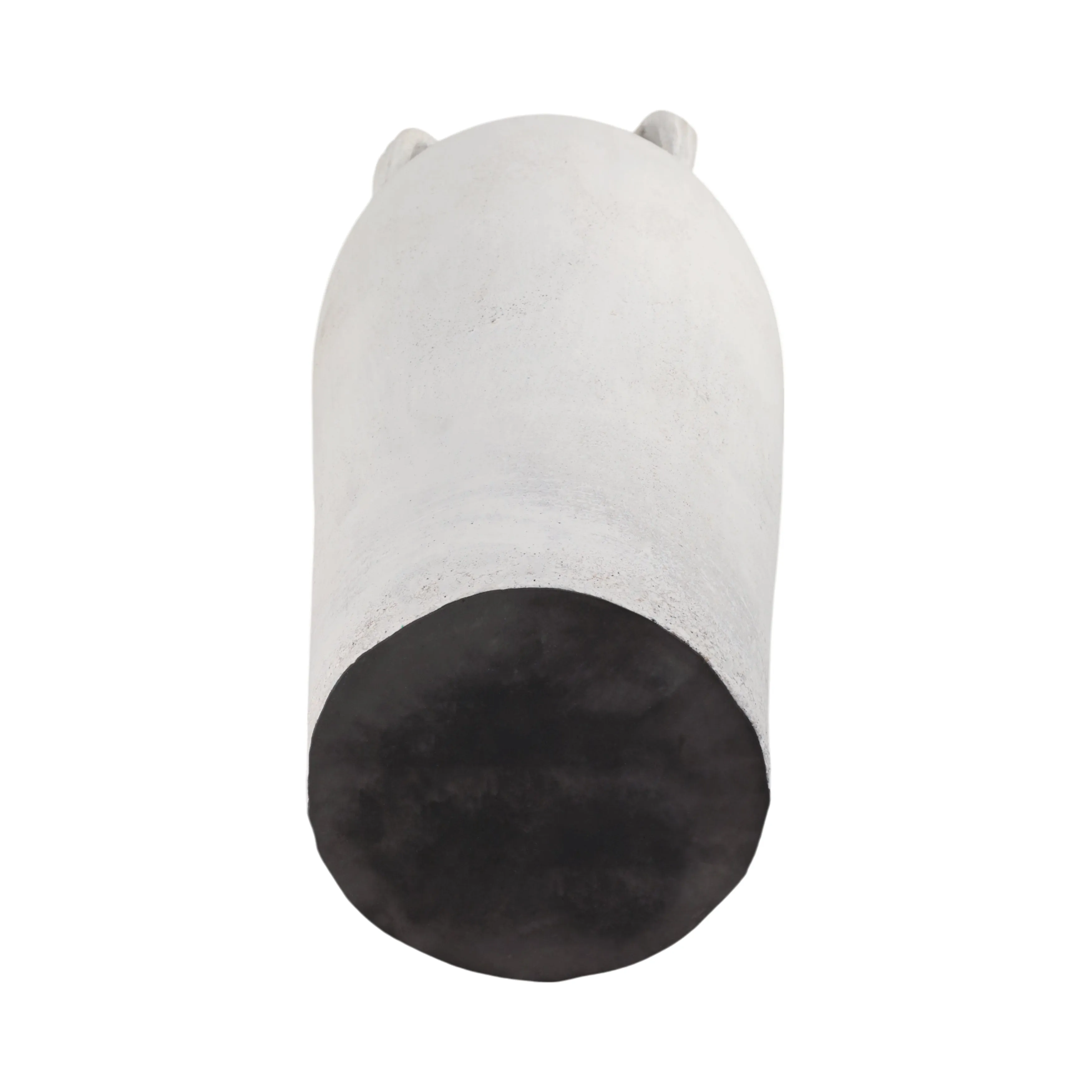 39" Terracotta Floor Vase W/handles, Ivory