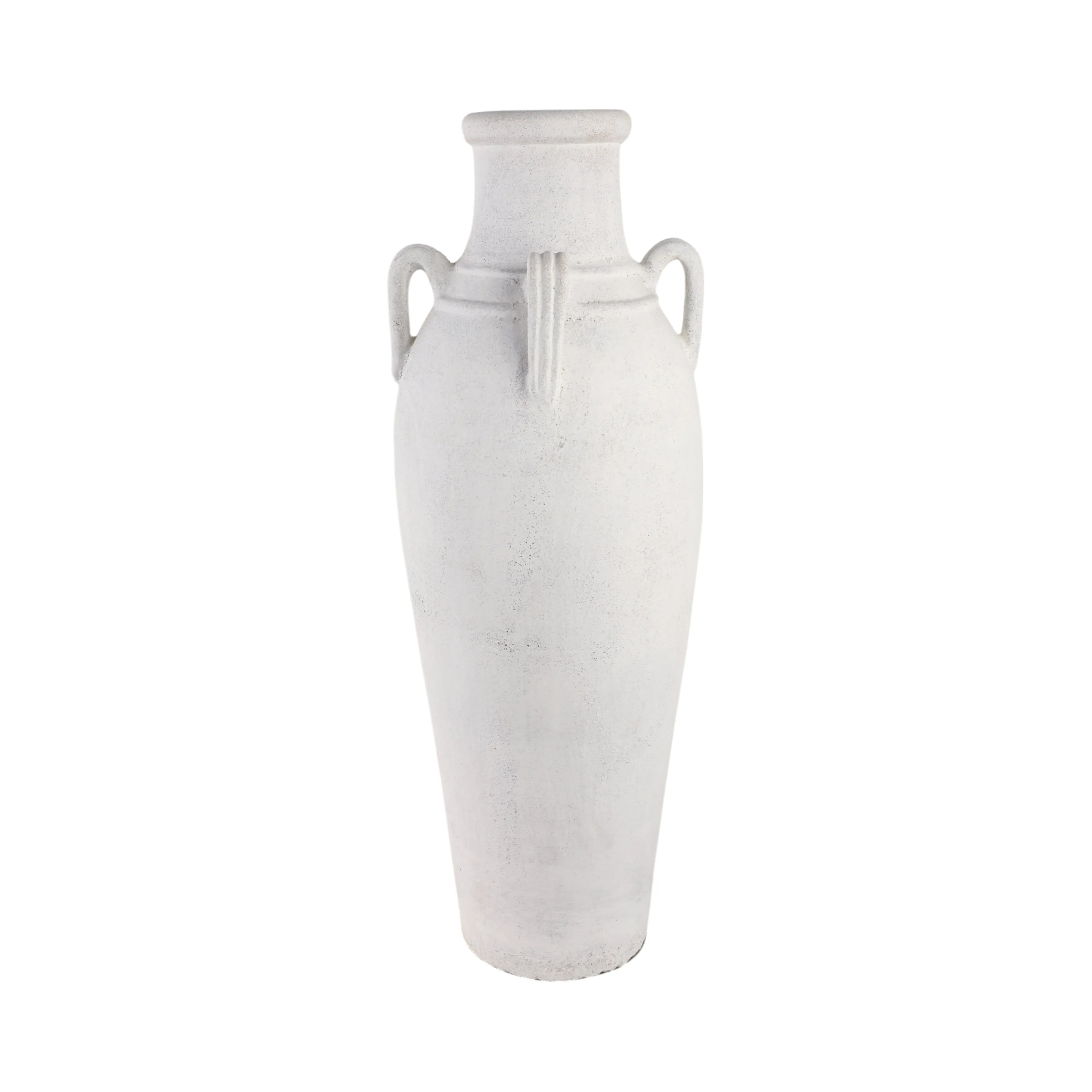 39" Terracotta Floor Vase W/handles, Ivory