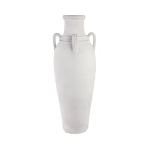 39" Terracotta Floor Vase W/handles, Ivory