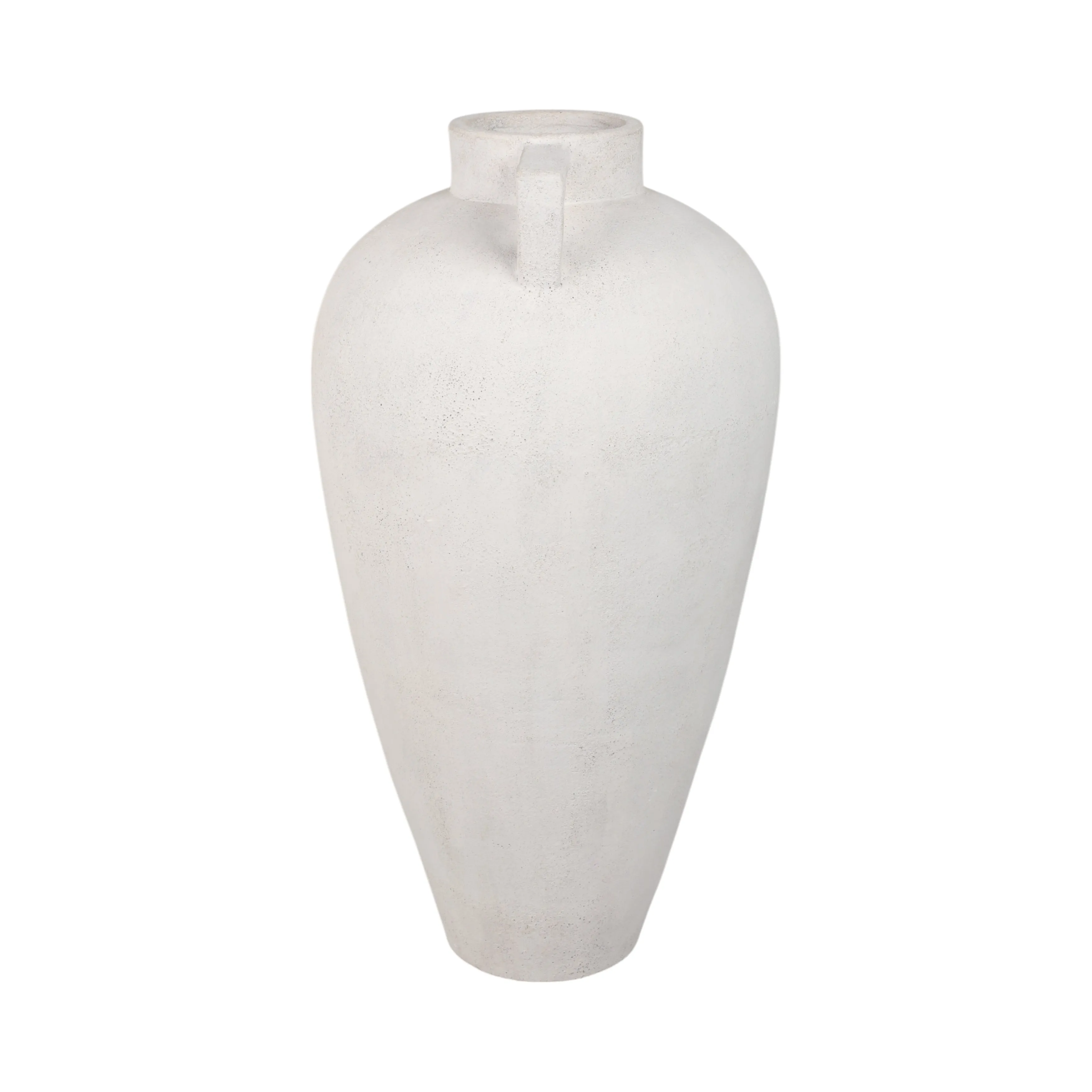 40" Terracotta Floor Vase Pointy Handles, Ivory