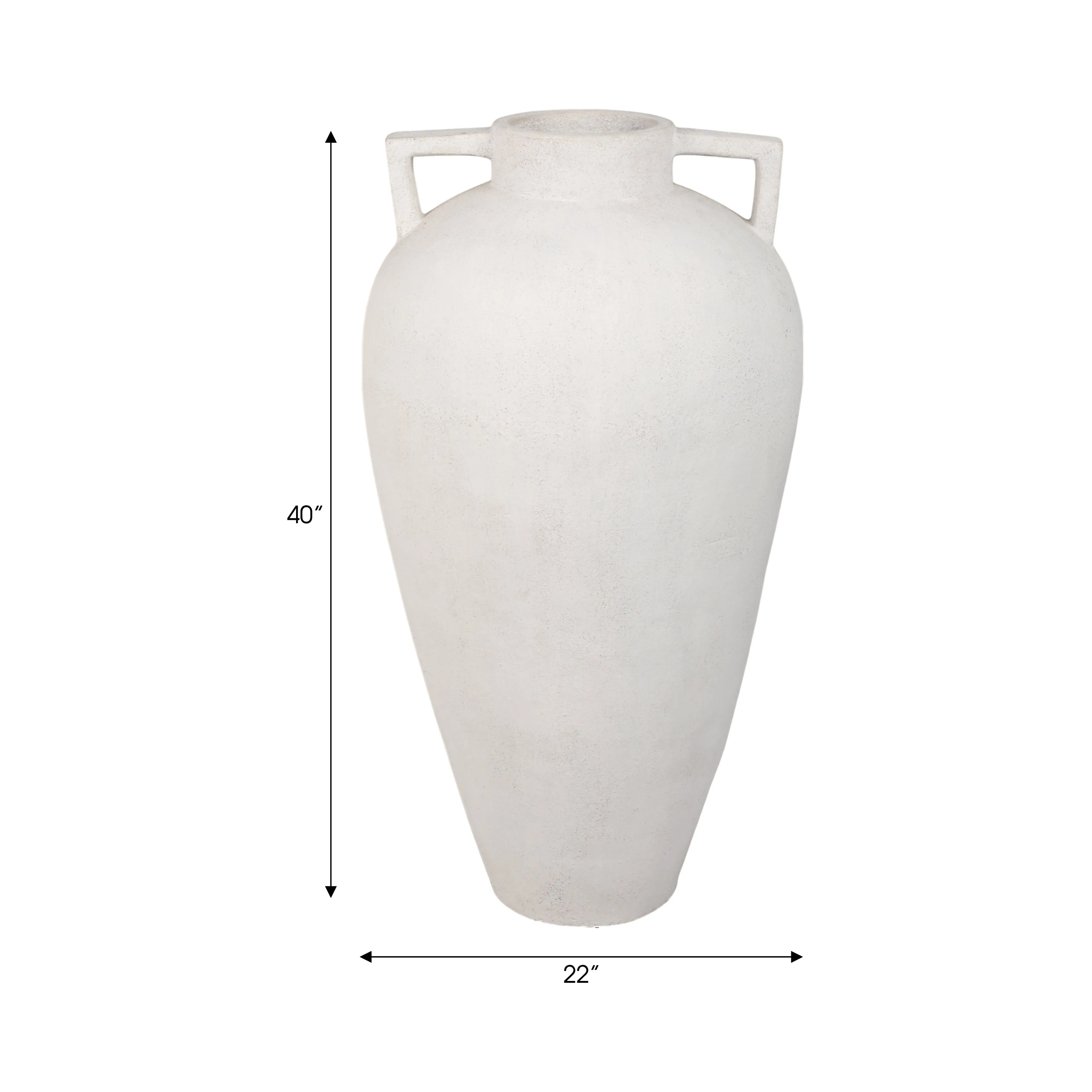 40" Terracotta Floor Vase Pointy Handles, Ivory