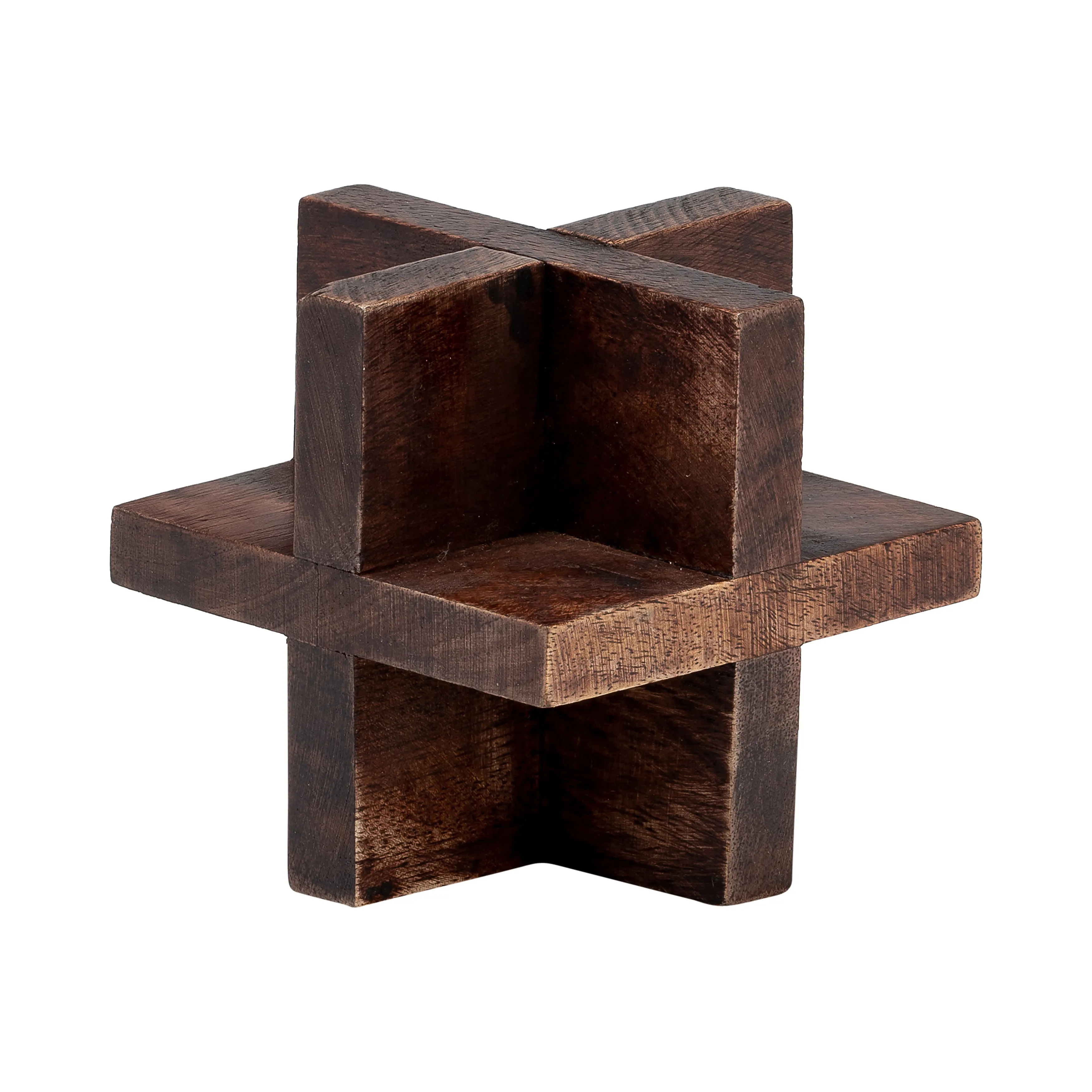 4", CROSS WOODEN ORB, BROWN