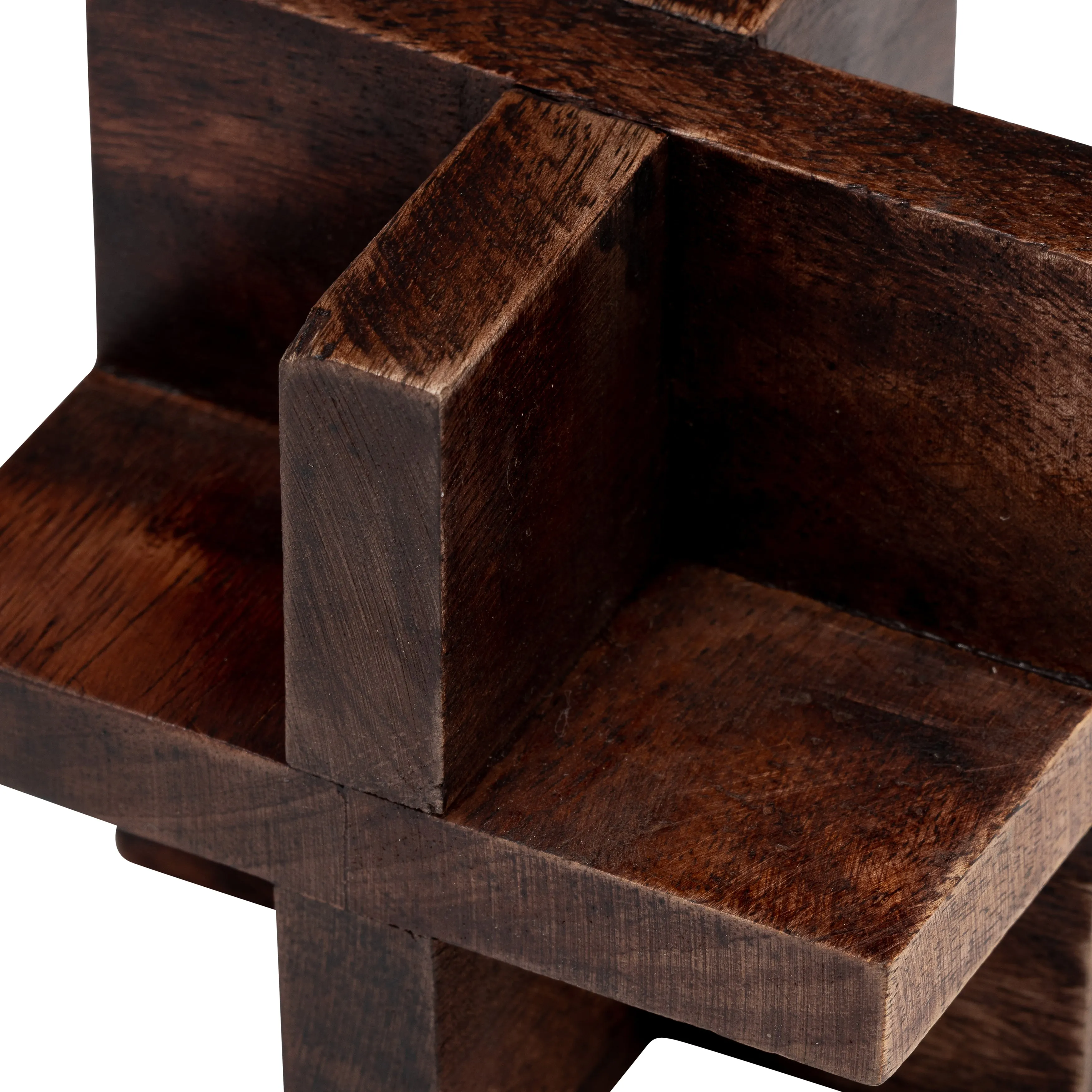 4", CROSS WOODEN ORB, BROWN