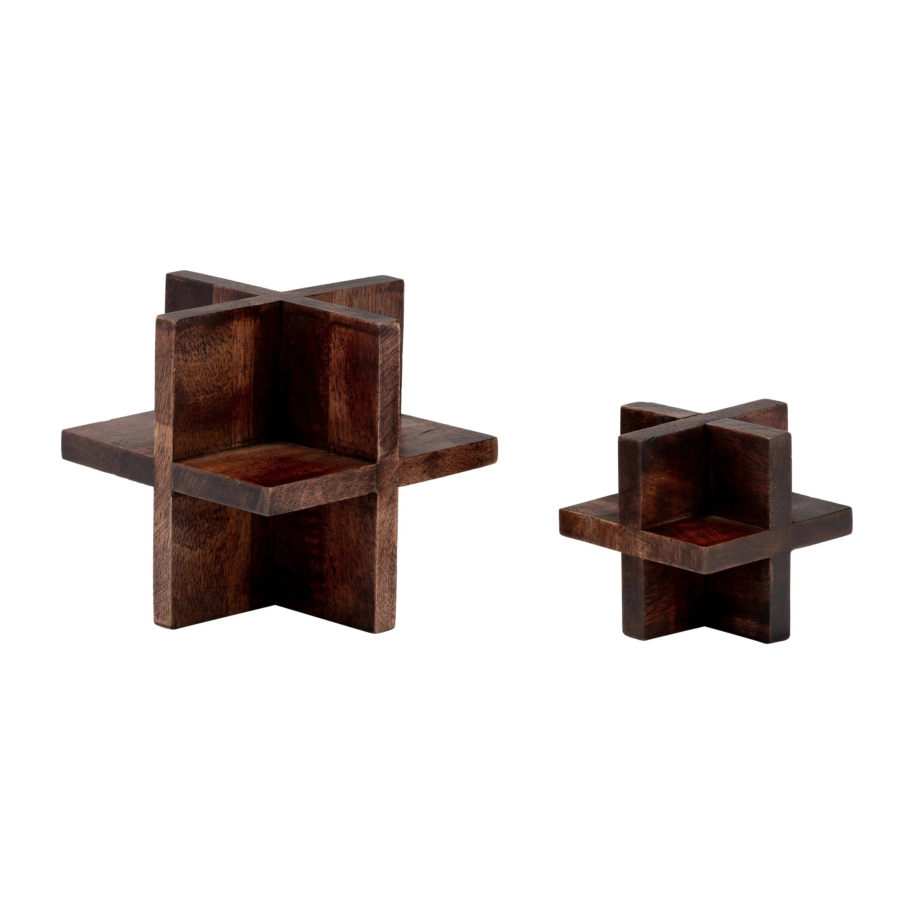 4", CROSS WOODEN ORB, BROWN