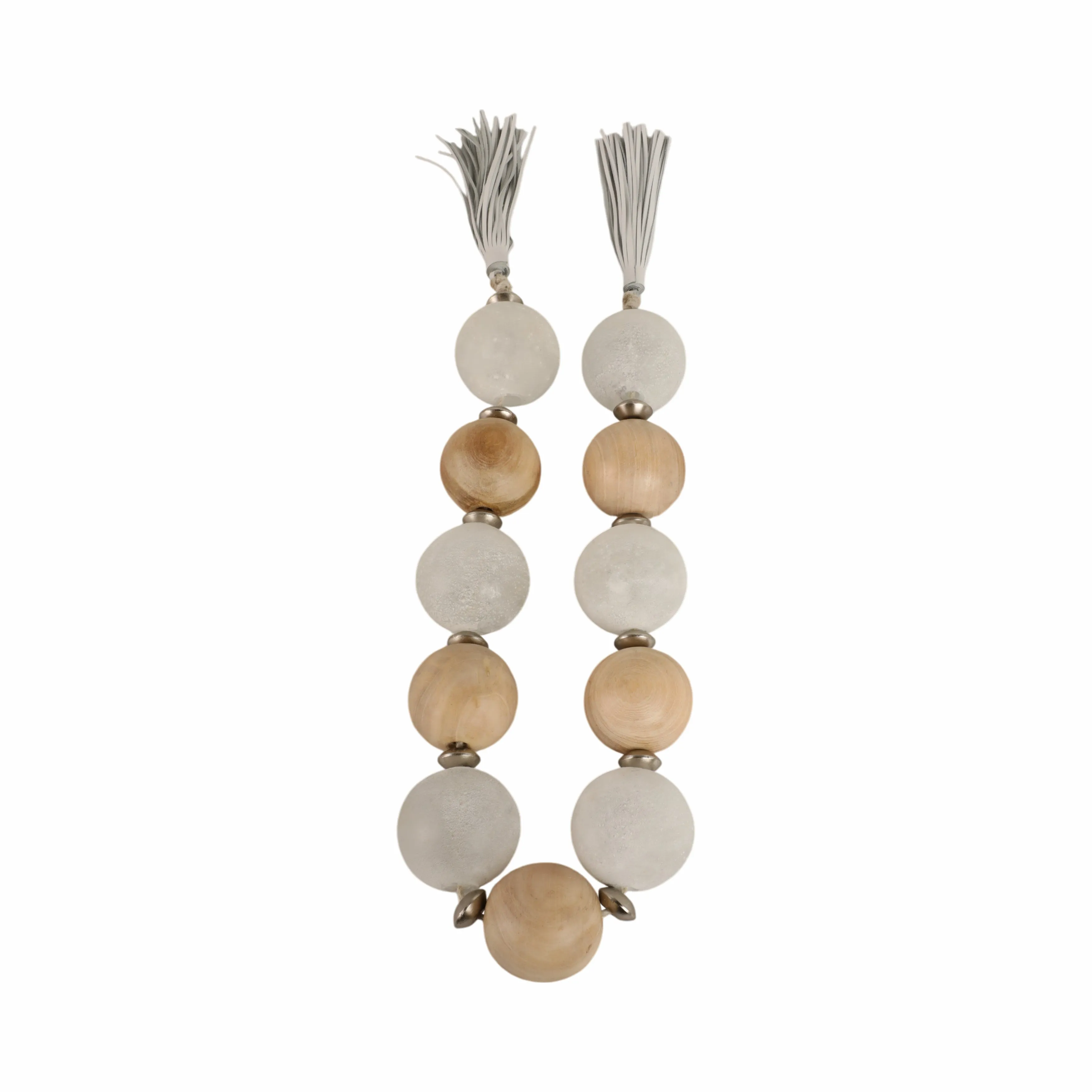 56'' Bothelle Glass And Wood Garland W Lthr Tassel