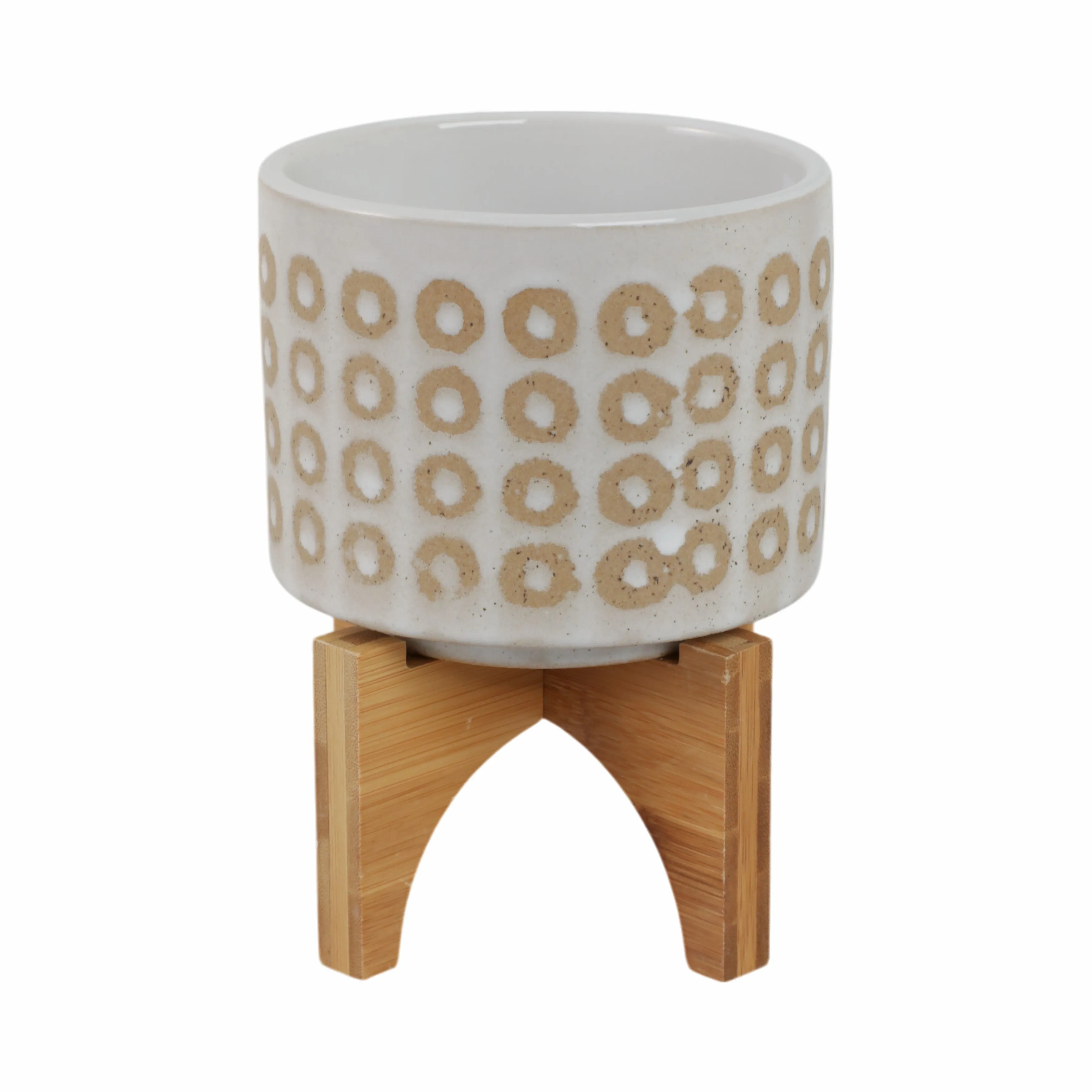 5" CIRCLES PLANTER W/ STAND, WHITE