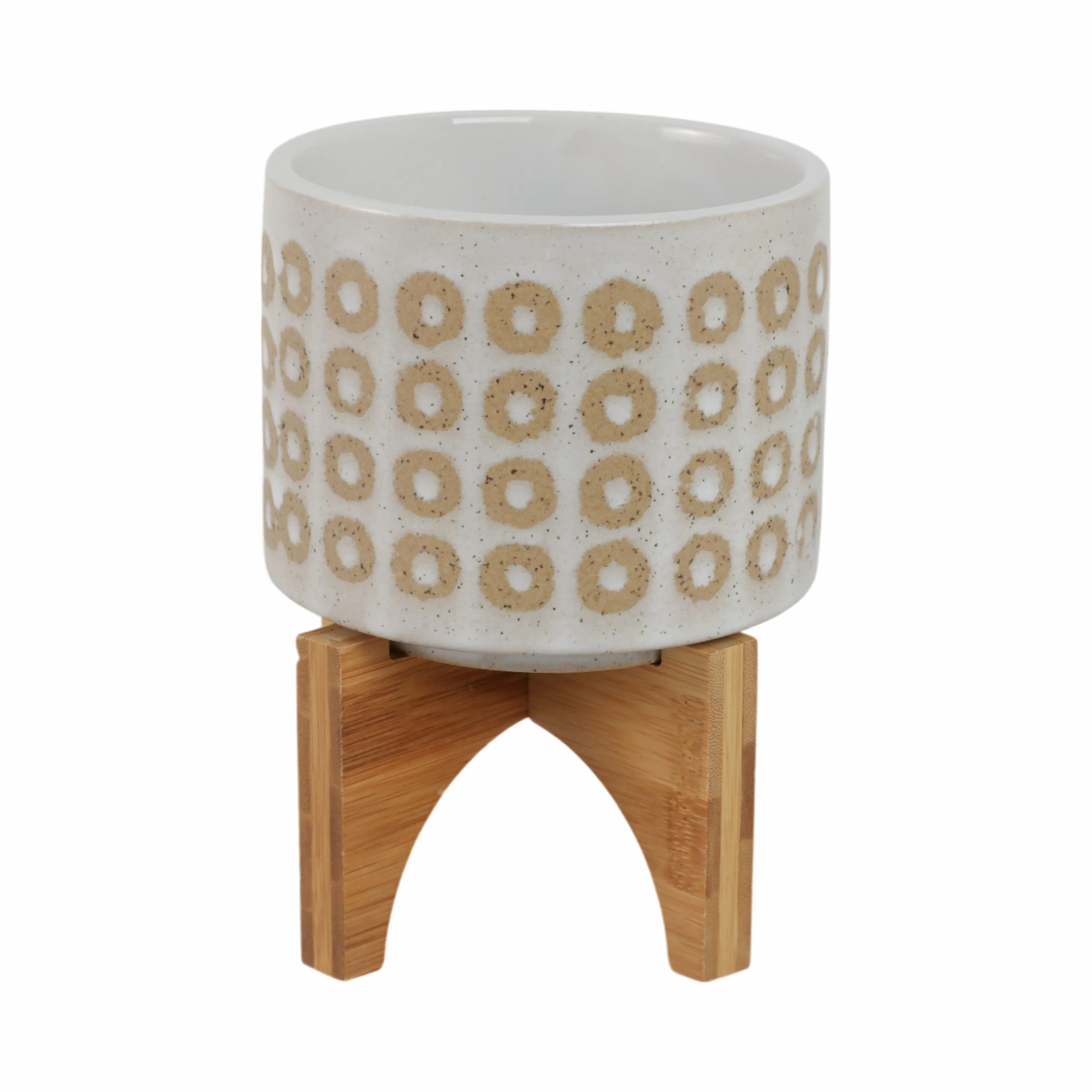 5" CIRCLES PLANTER W/ STAND, WHITE