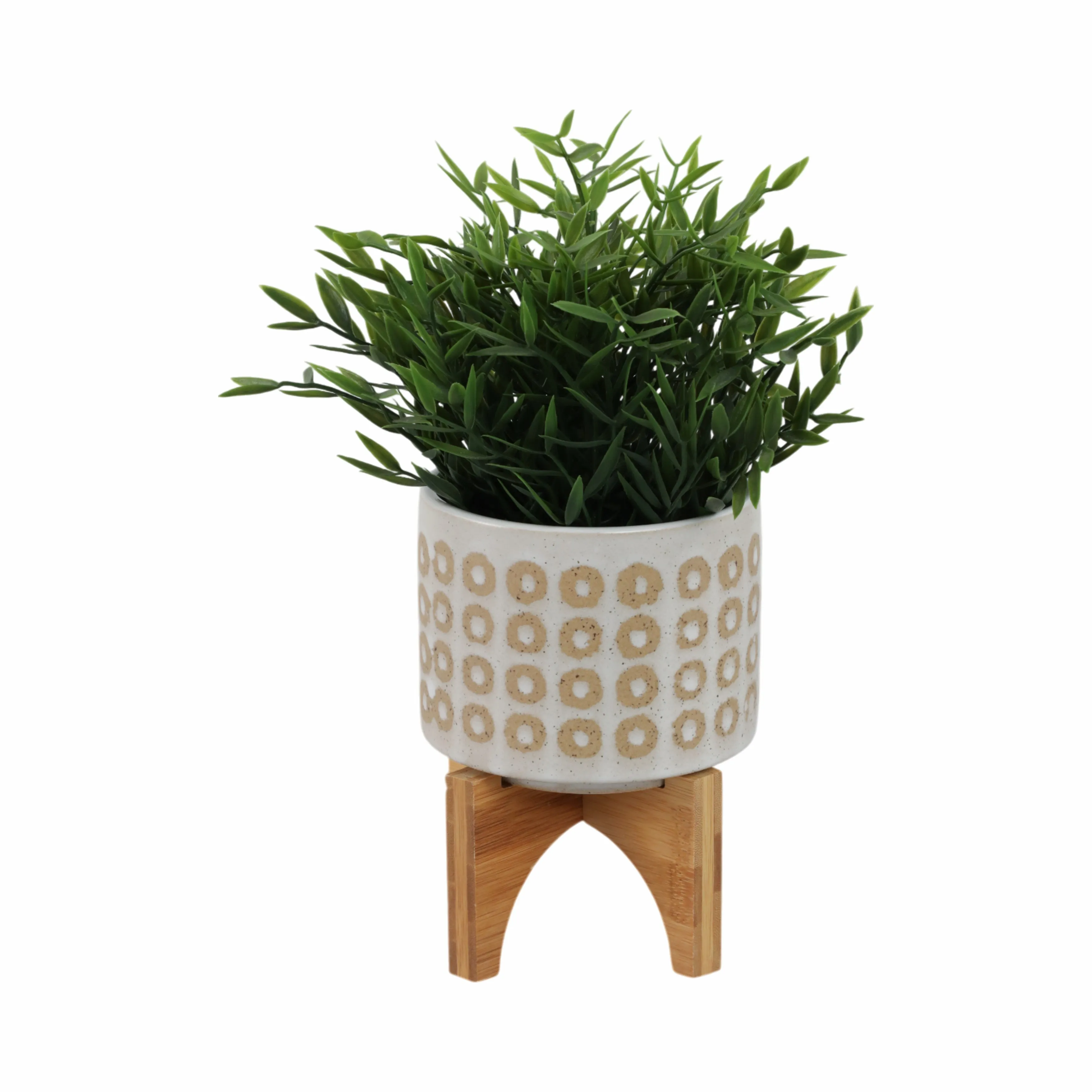 5" CIRCLES PLANTER W/ STAND, WHITE