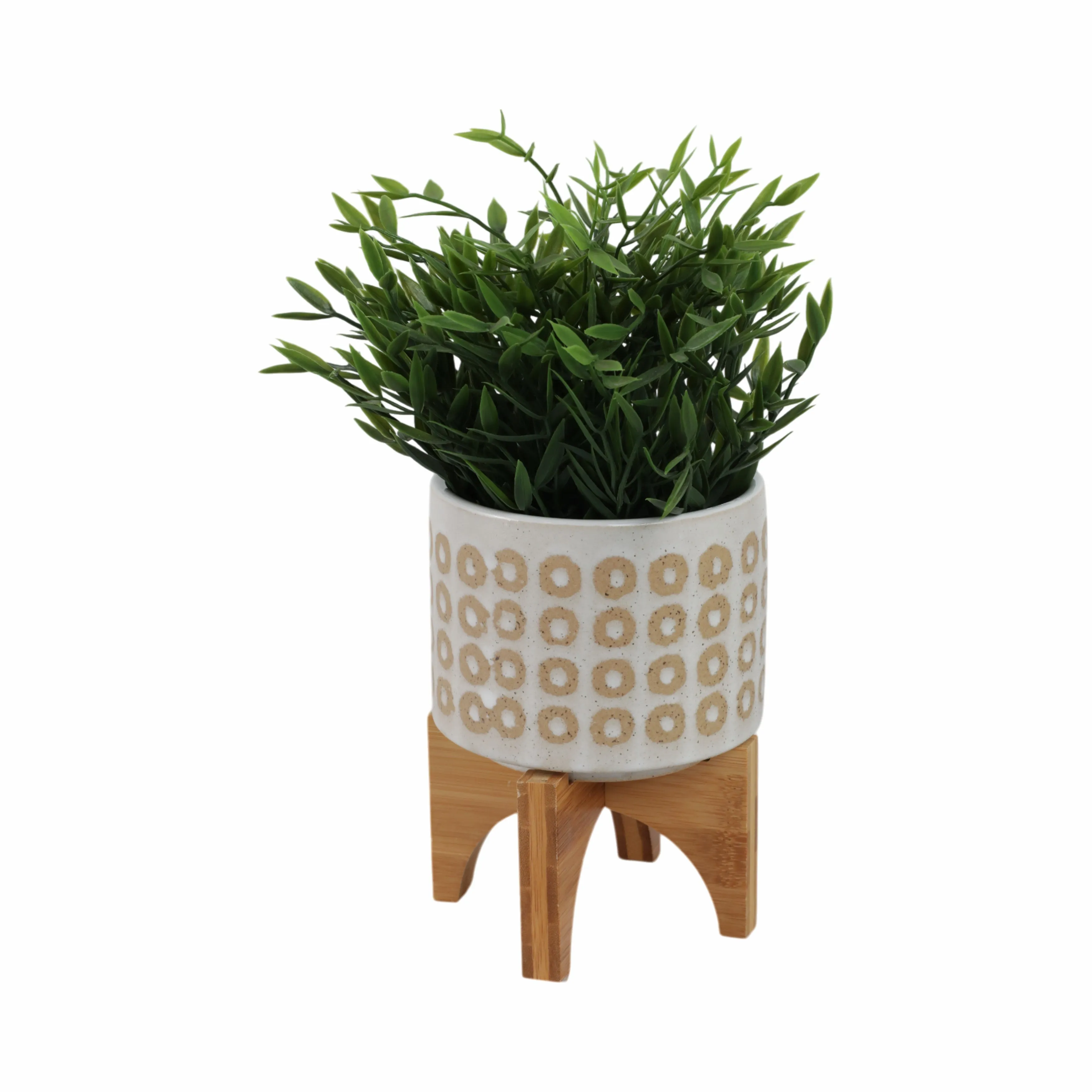 5" CIRCLES PLANTER W/ STAND, WHITE