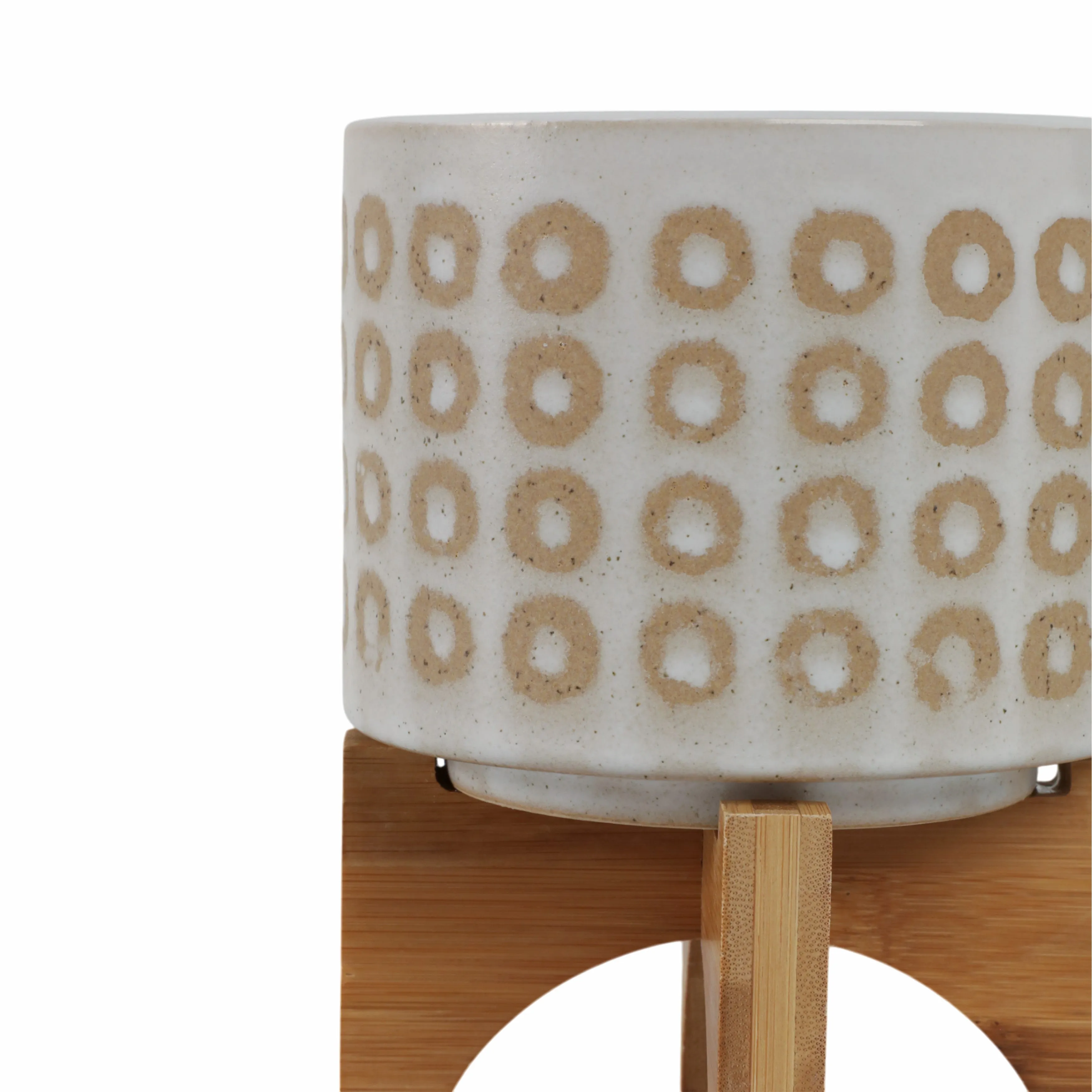 5" CIRCLES PLANTER W/ STAND, WHITE