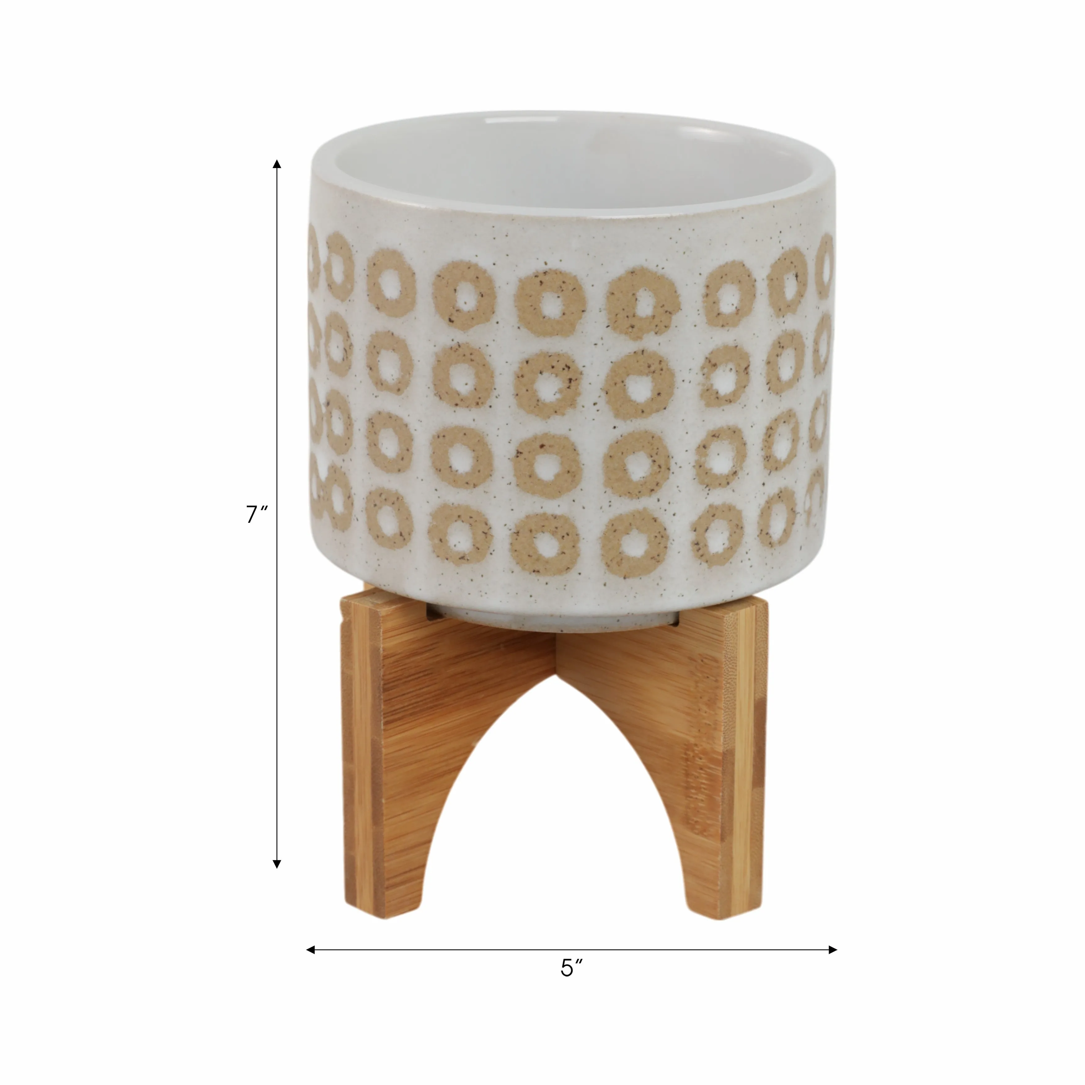 5" CIRCLES PLANTER W/ STAND, WHITE