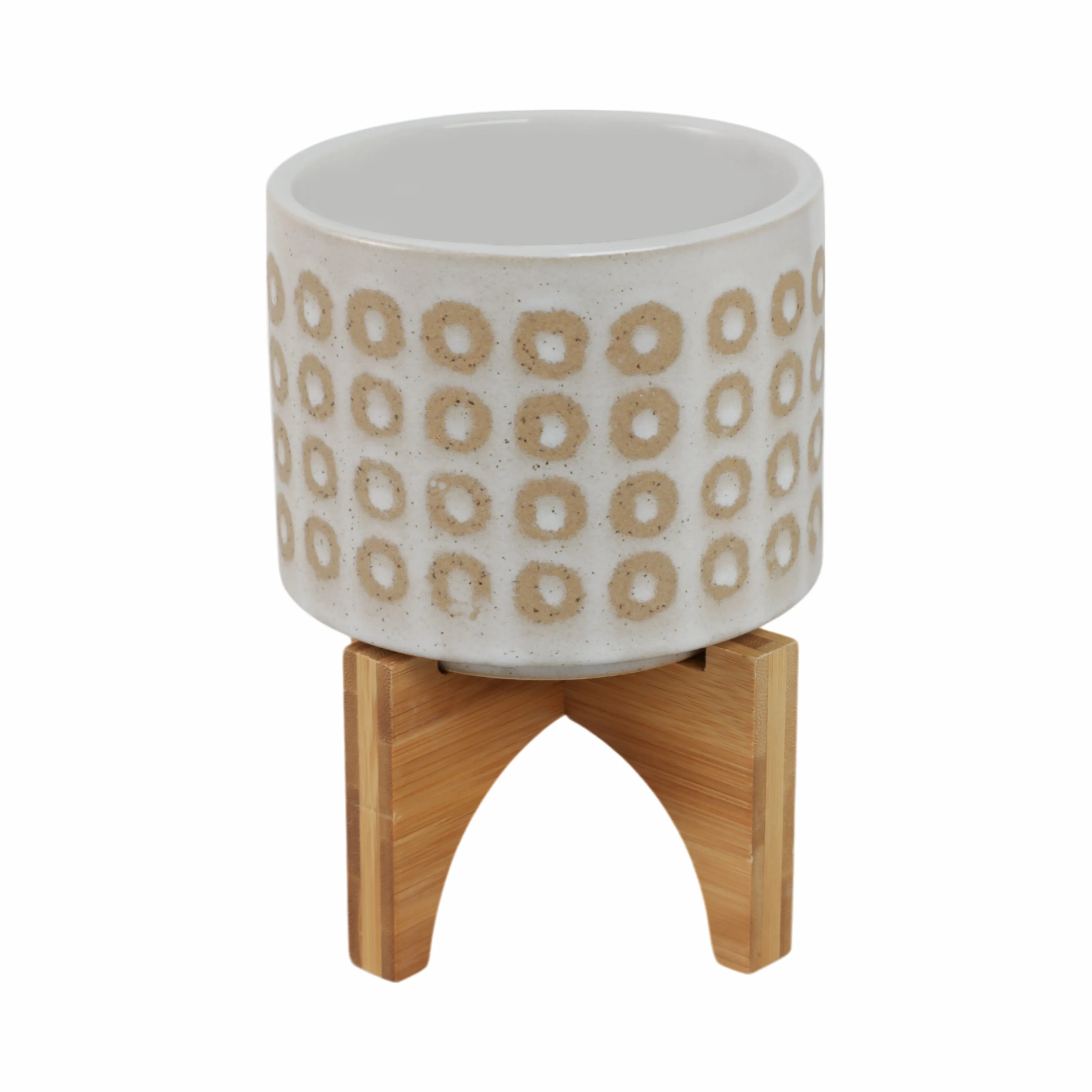 5" CIRCLES PLANTER W/ STAND, WHITE