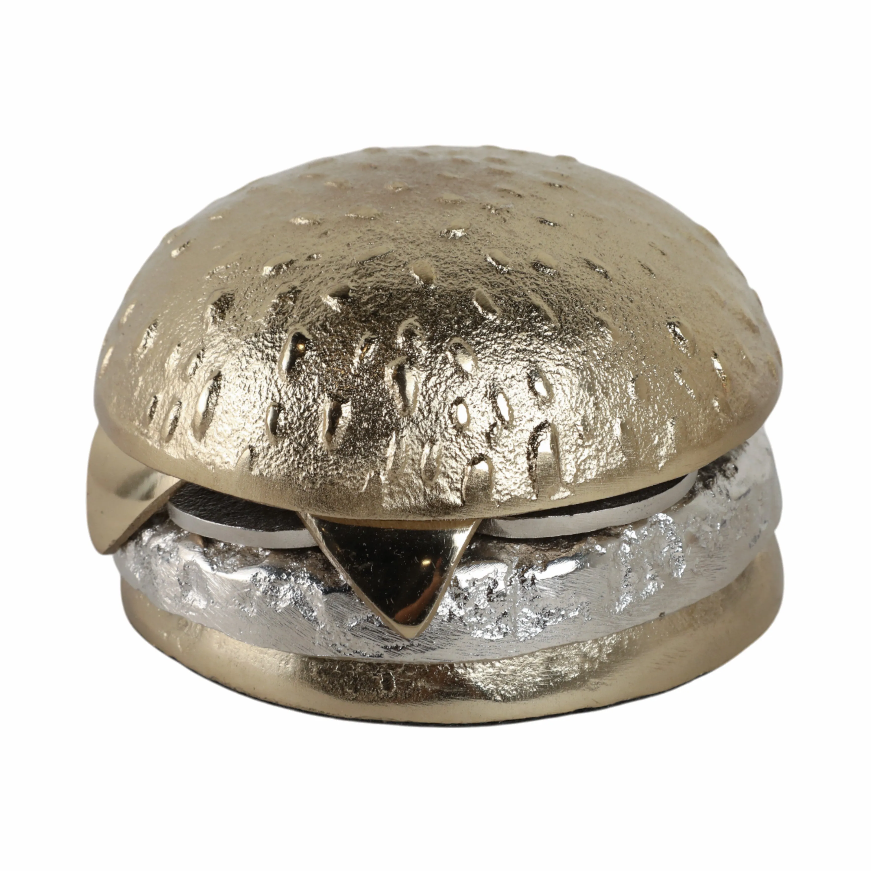 5x5" Mixed Metal Cheeseburger, Silver/gold