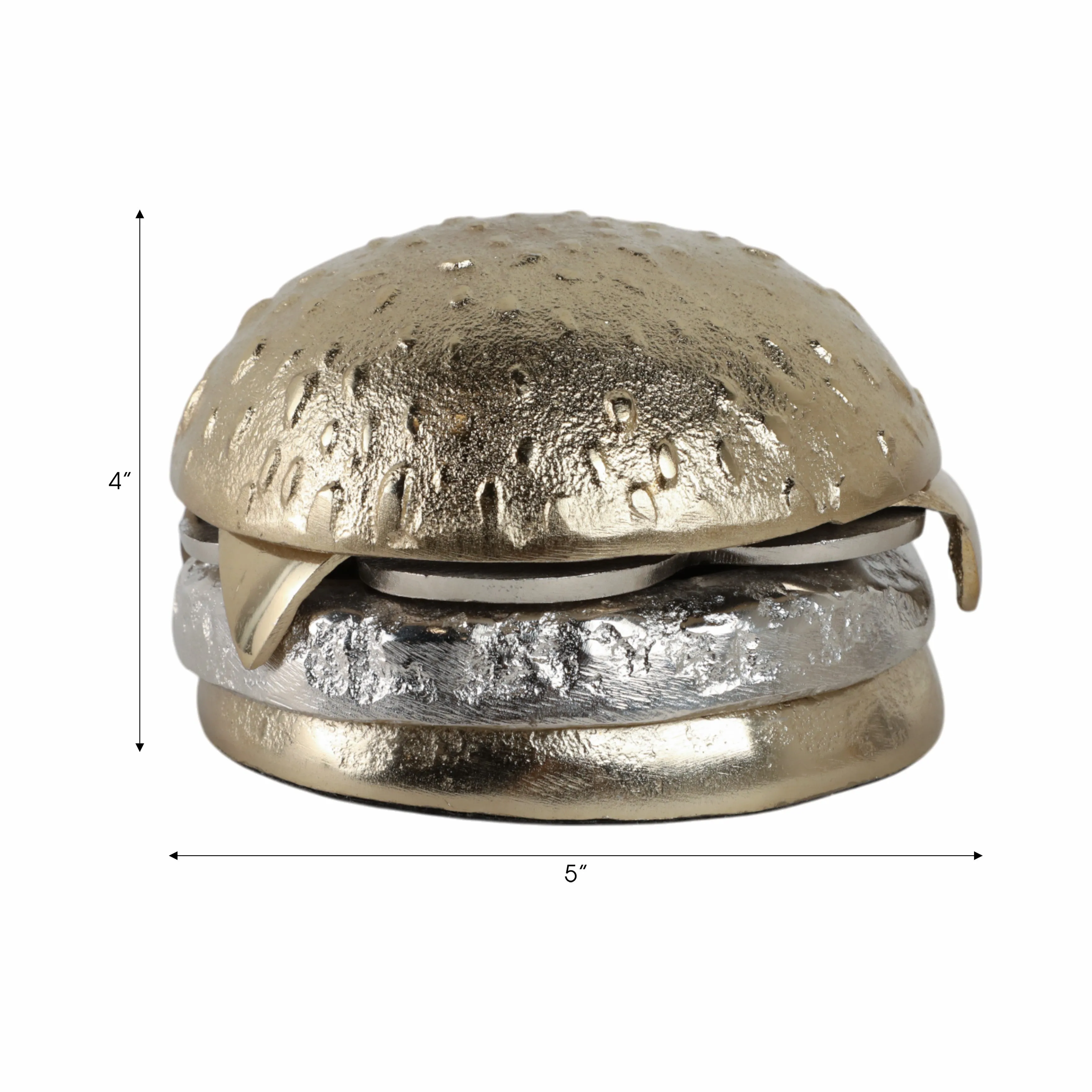 5x5" Mixed Metal Cheeseburger, Silver/gold