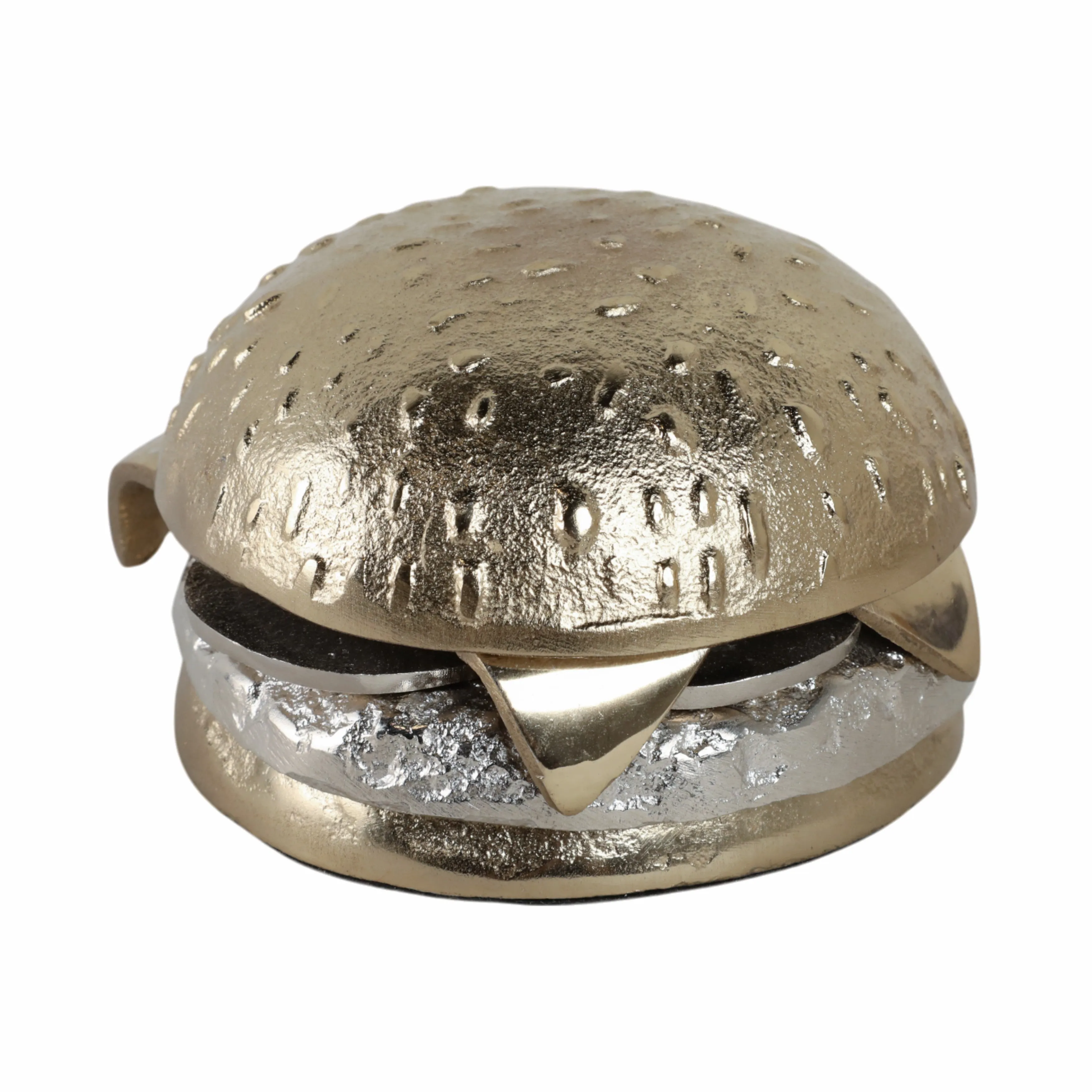 5x5" Mixed Metal Cheeseburger, Silver/gold