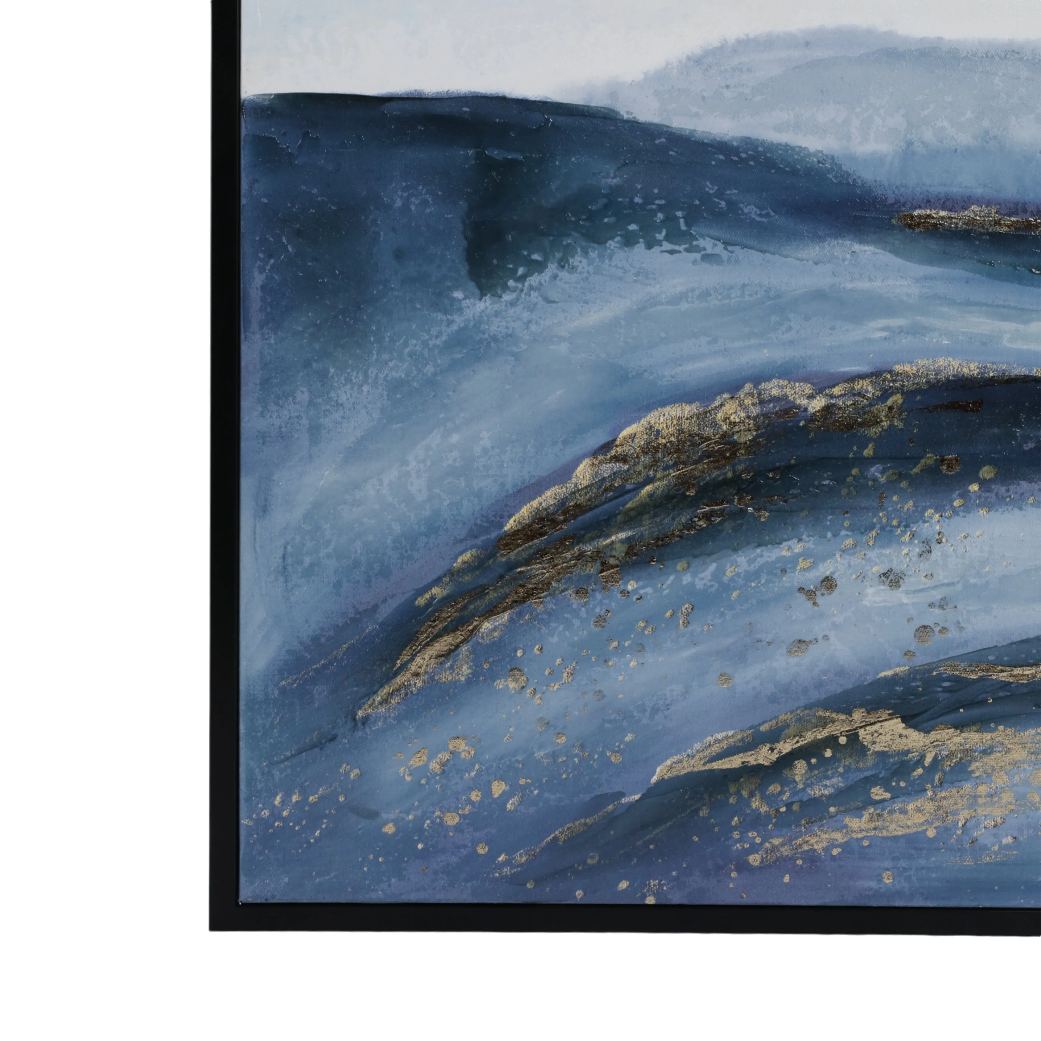 60X40  HAND PAINTED CANVAS, BLUE/GOLD