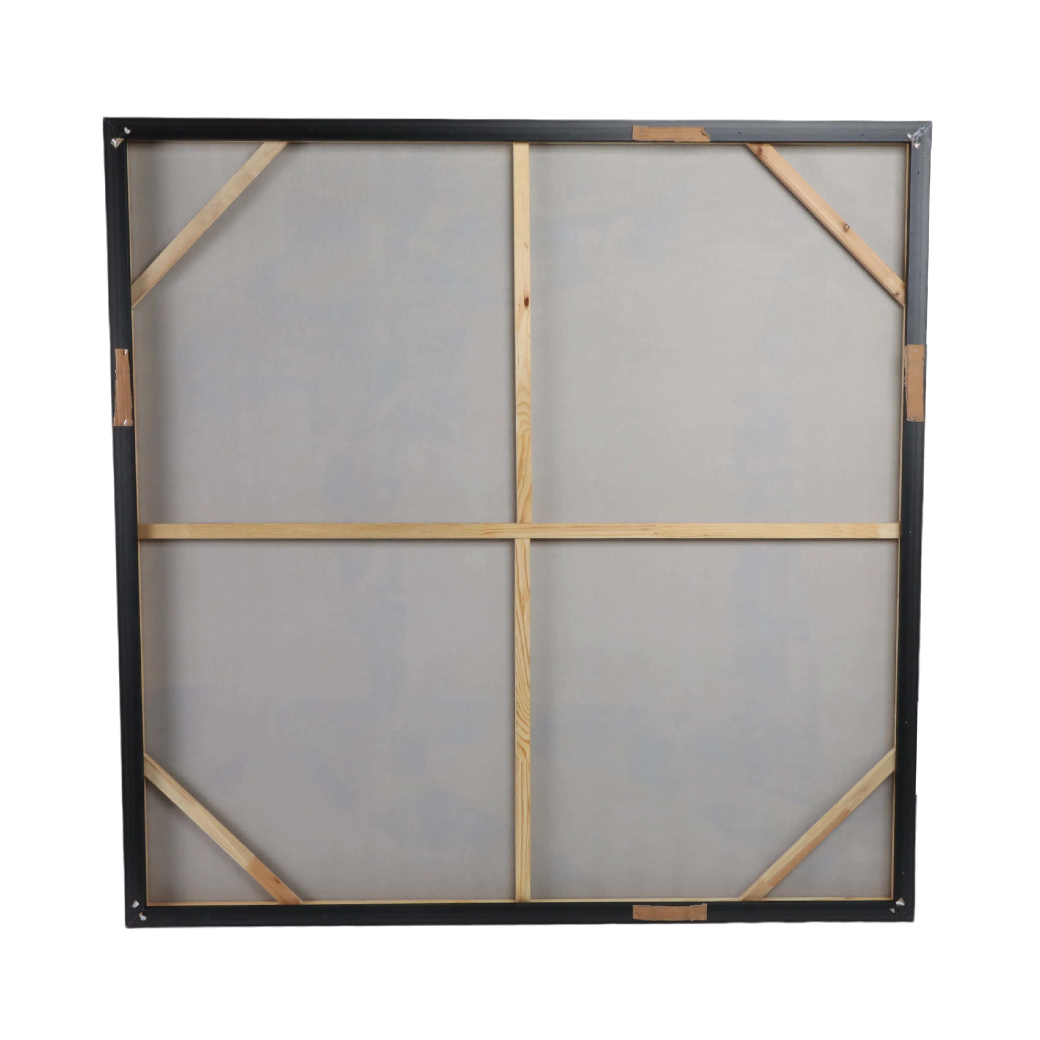 61X61 FRAMED HAND PAINTED ABSTRACT CANVAS, BLACK/G
