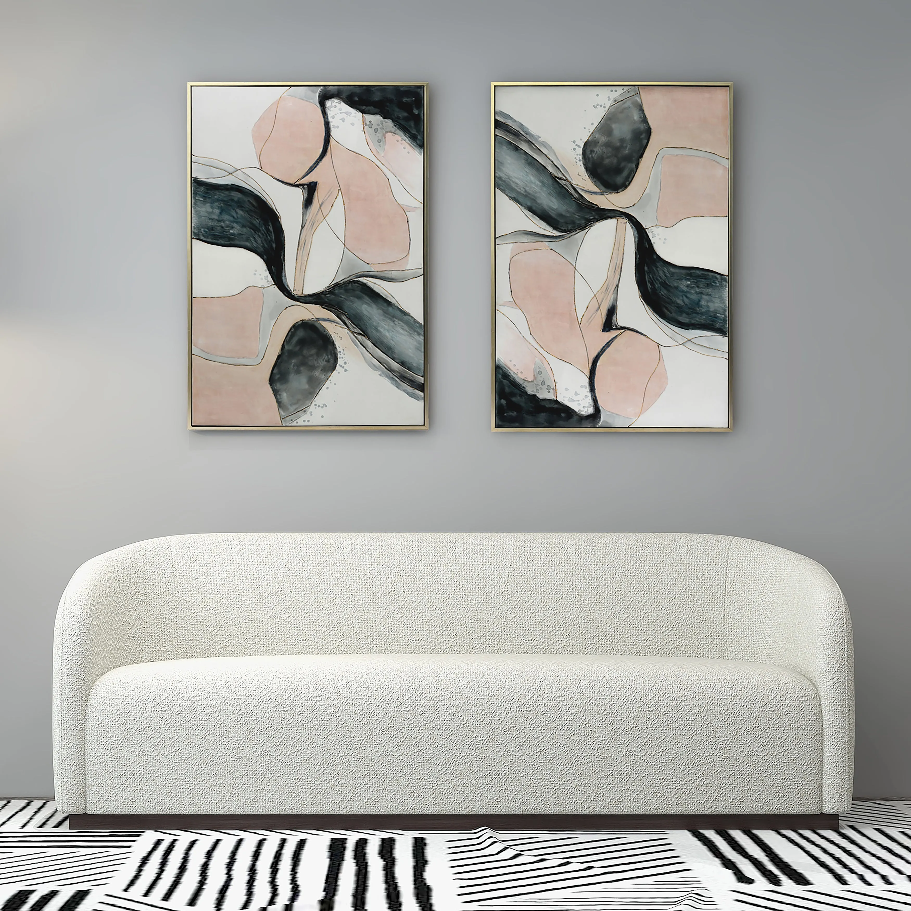 62X42 HANDPAINTED OIL CANVAS ABSTRACT, MULTI
