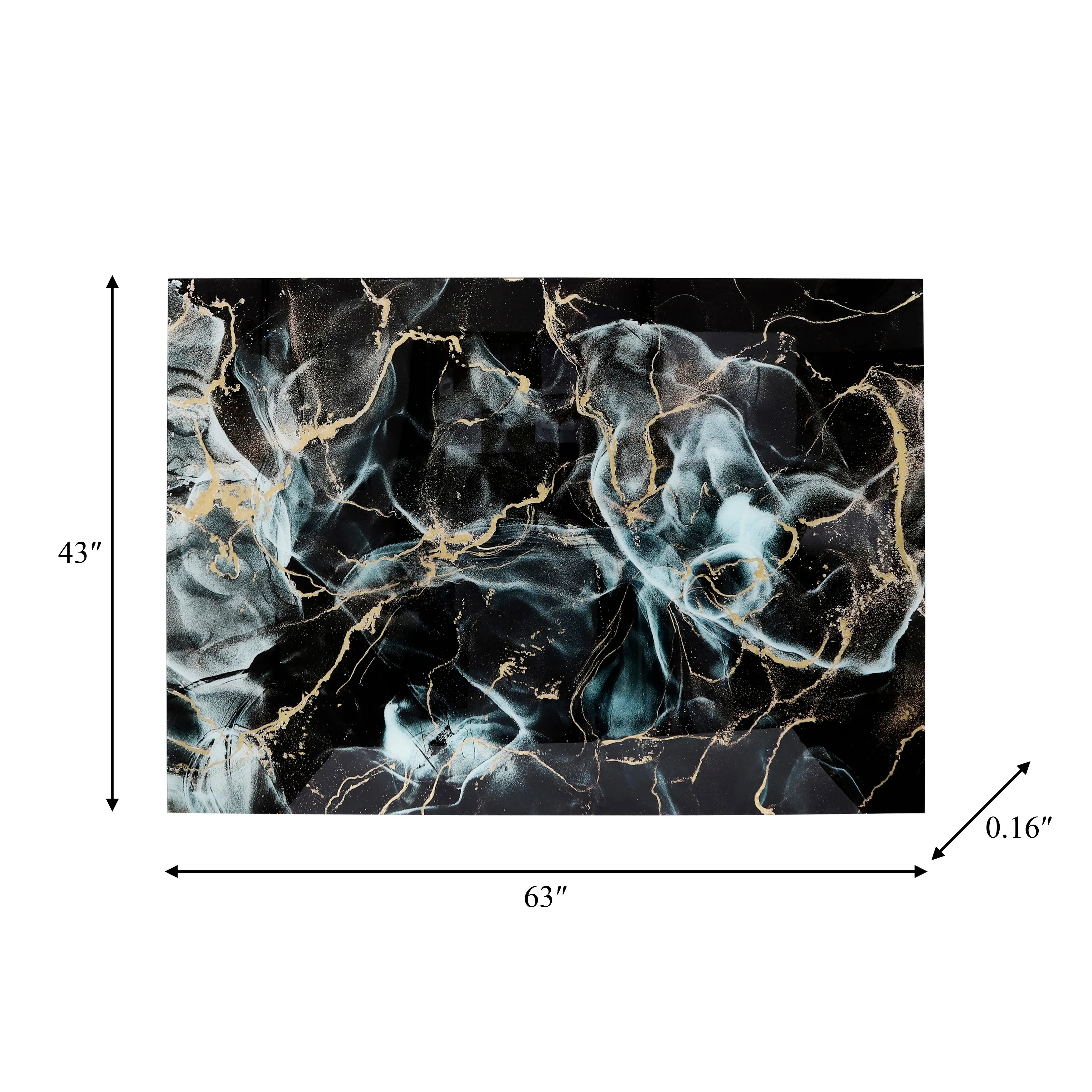 63X43 ABSTRACT METALLIC TEMPERED GLASS ART, MULTI