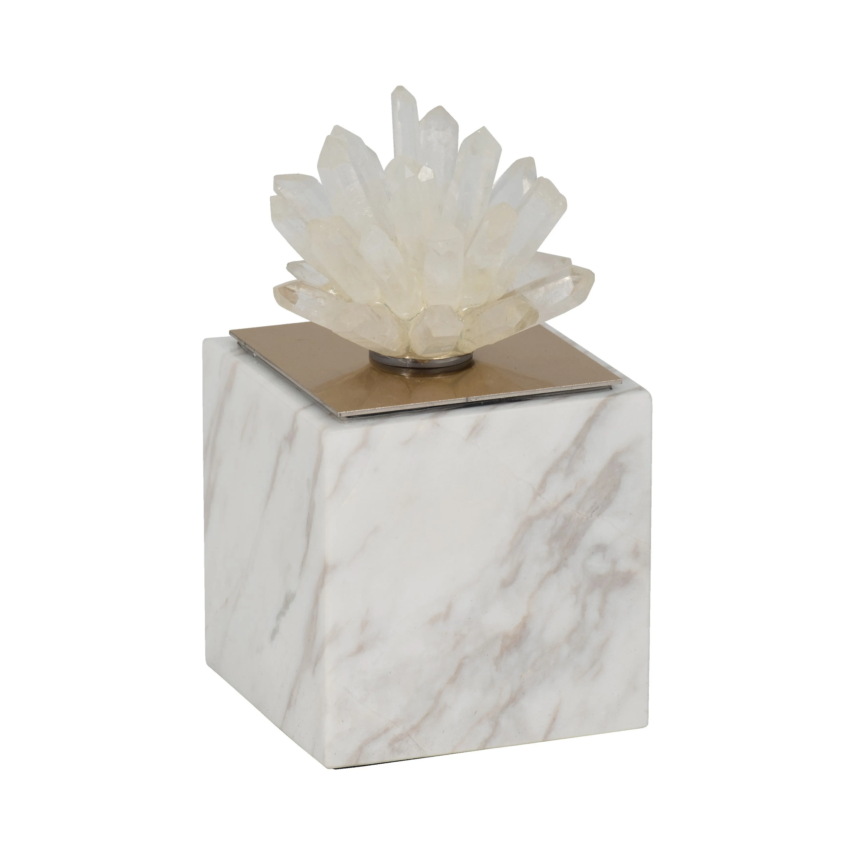 6" Julia Tall Crystal And Marble Block