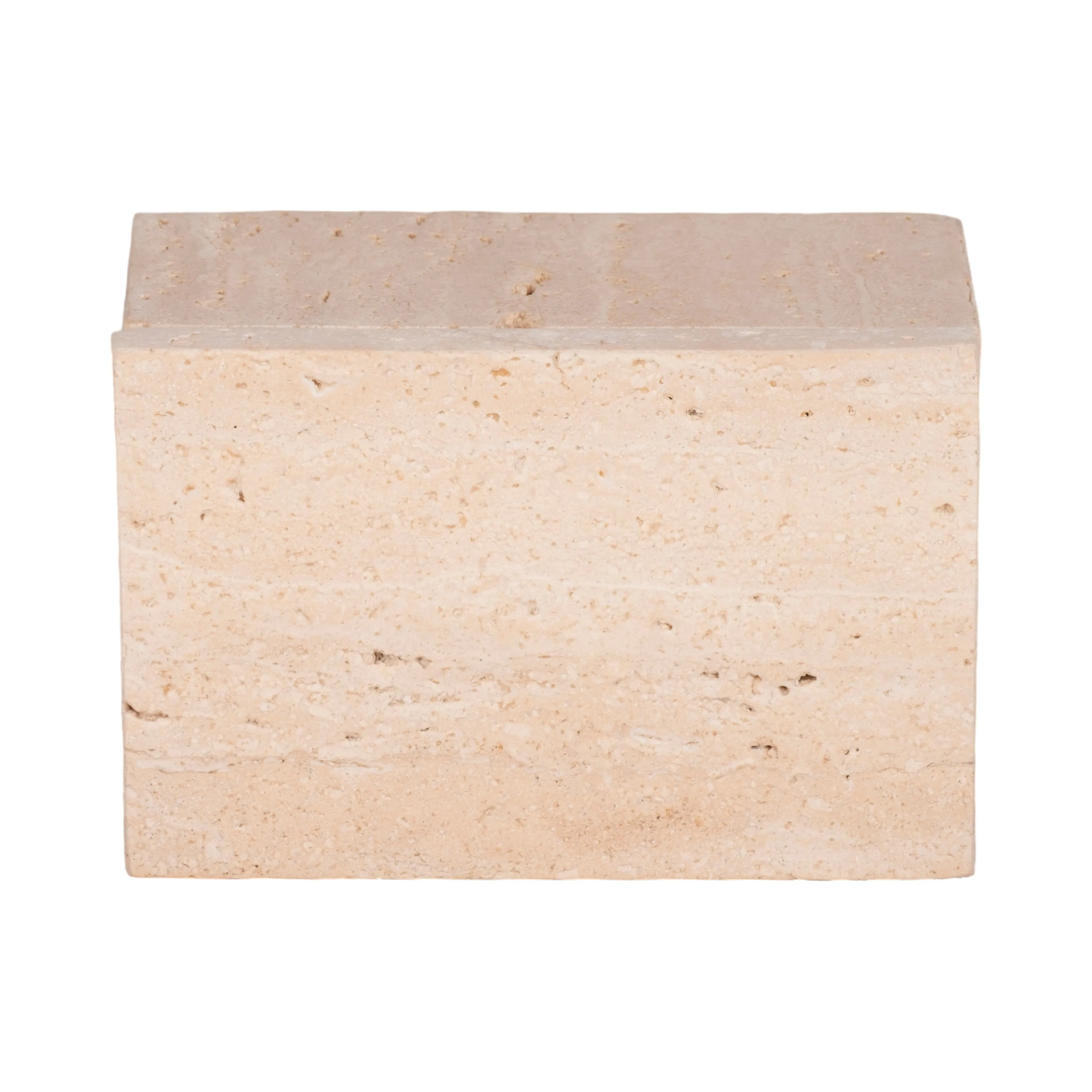 6" Travertine Box, Tan