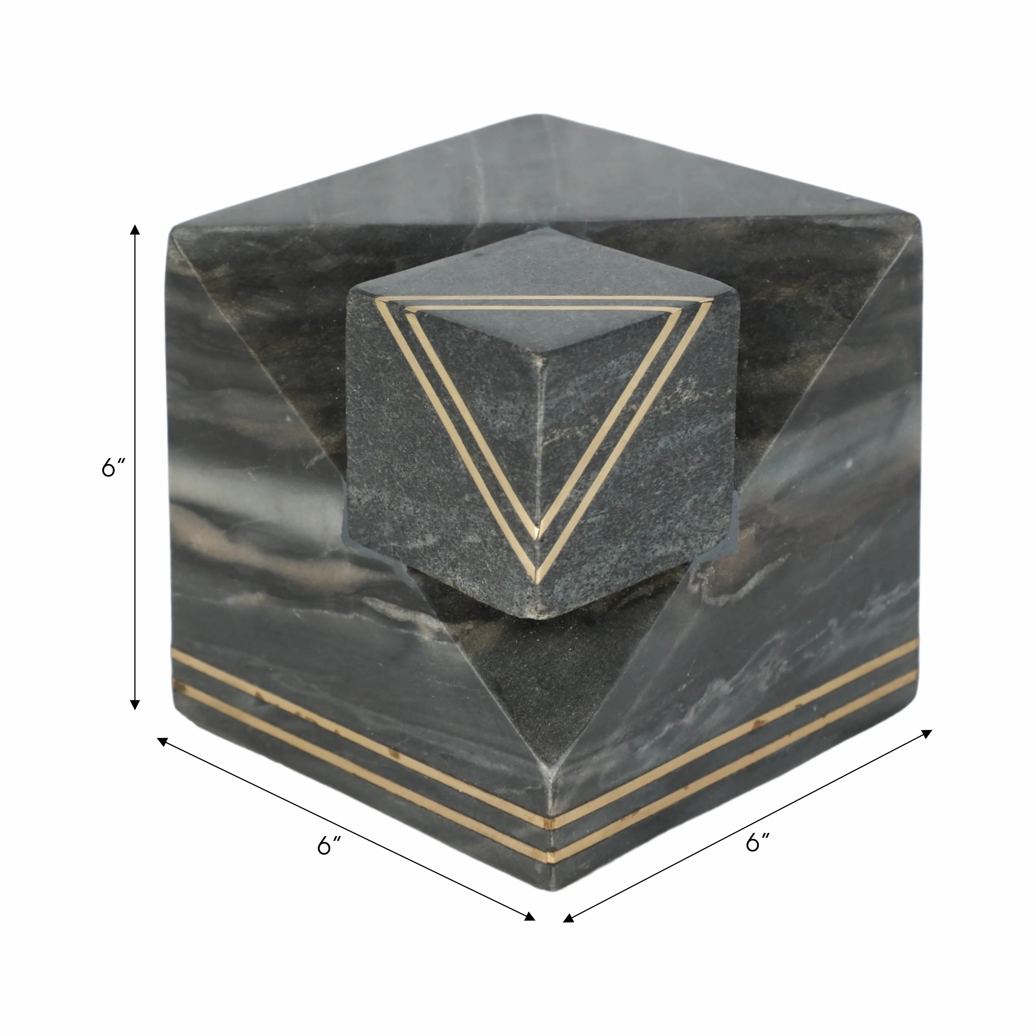 6" Waipo Gray Marble Cube