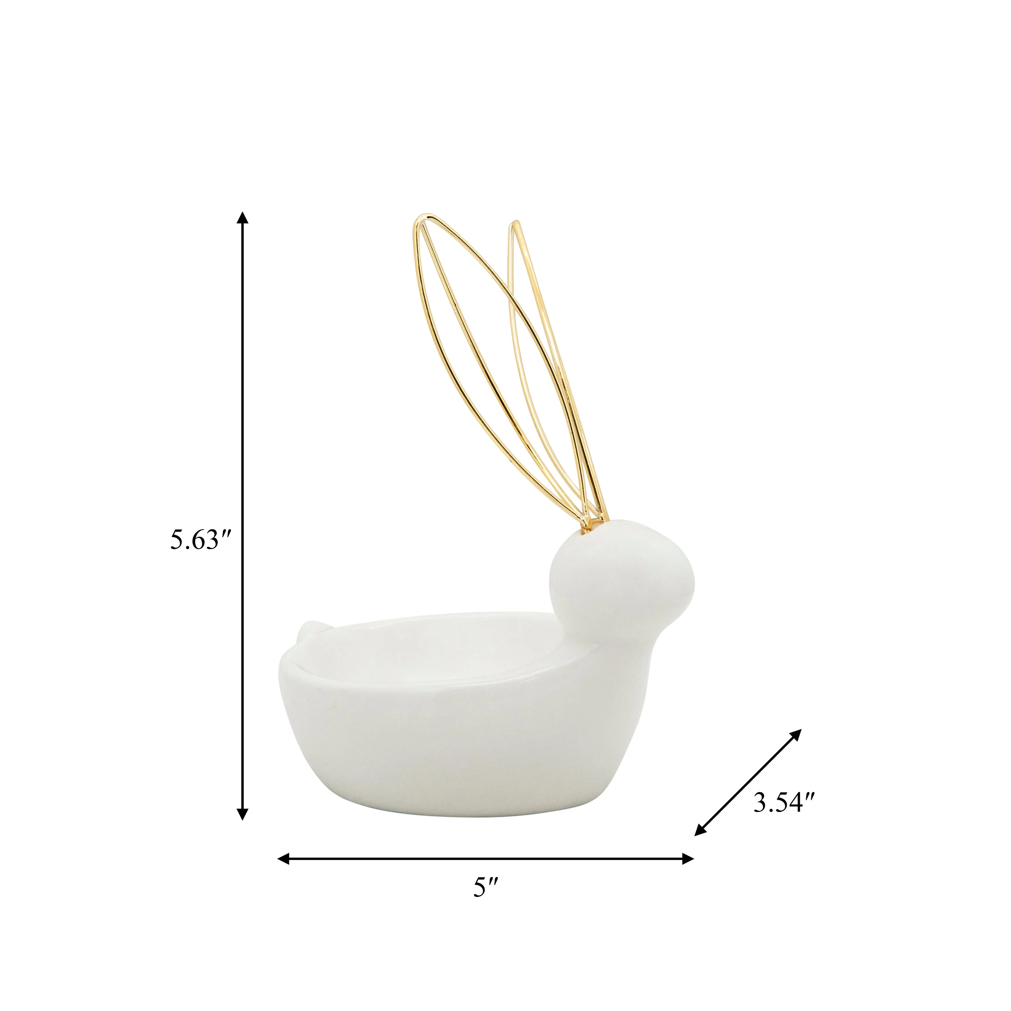 6"H BUNNY TRINKET TRAY, WHITE