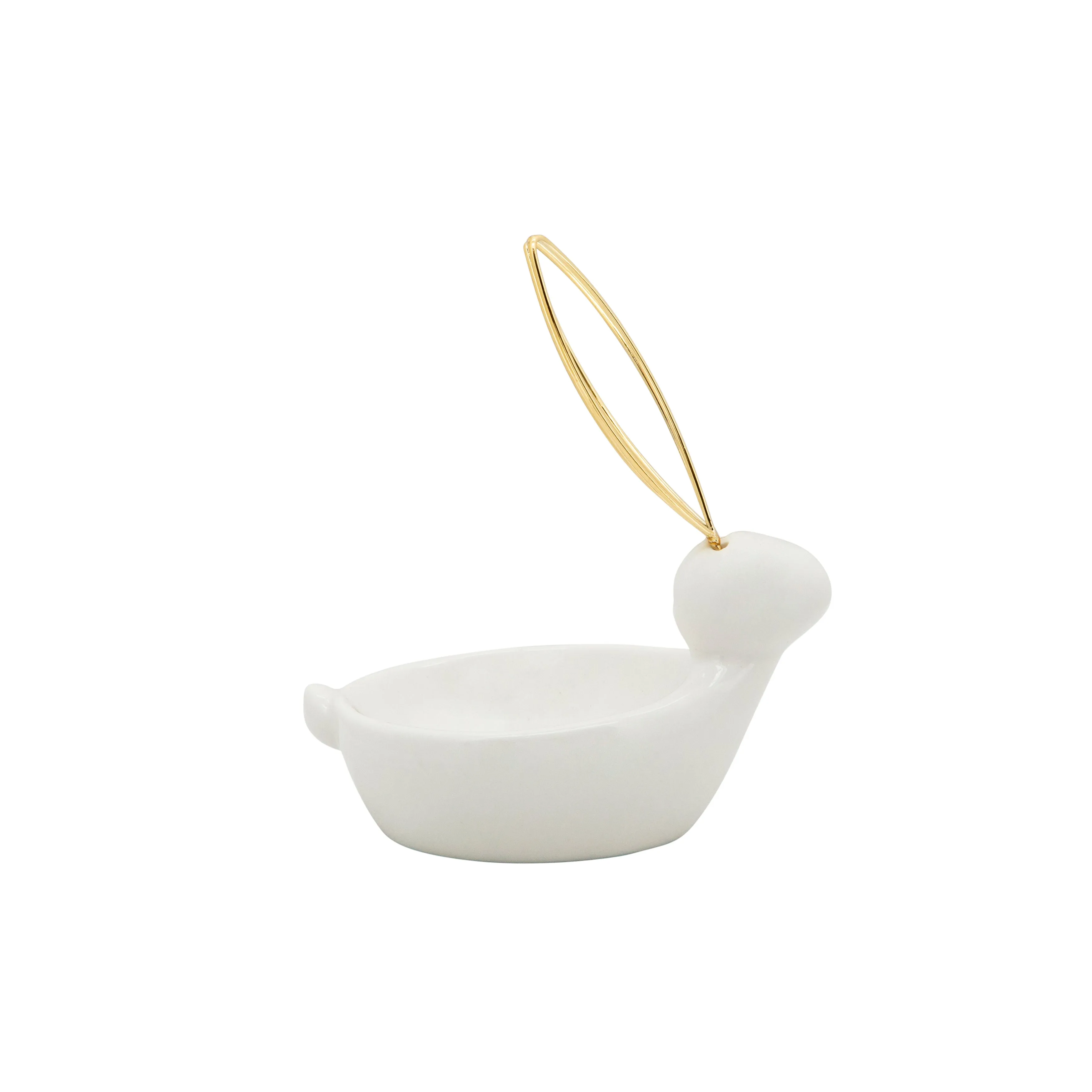 6"H BUNNY TRINKET TRAY, WHITE