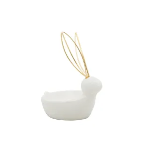 6"H BUNNY TRINKET TRAY, WHITE