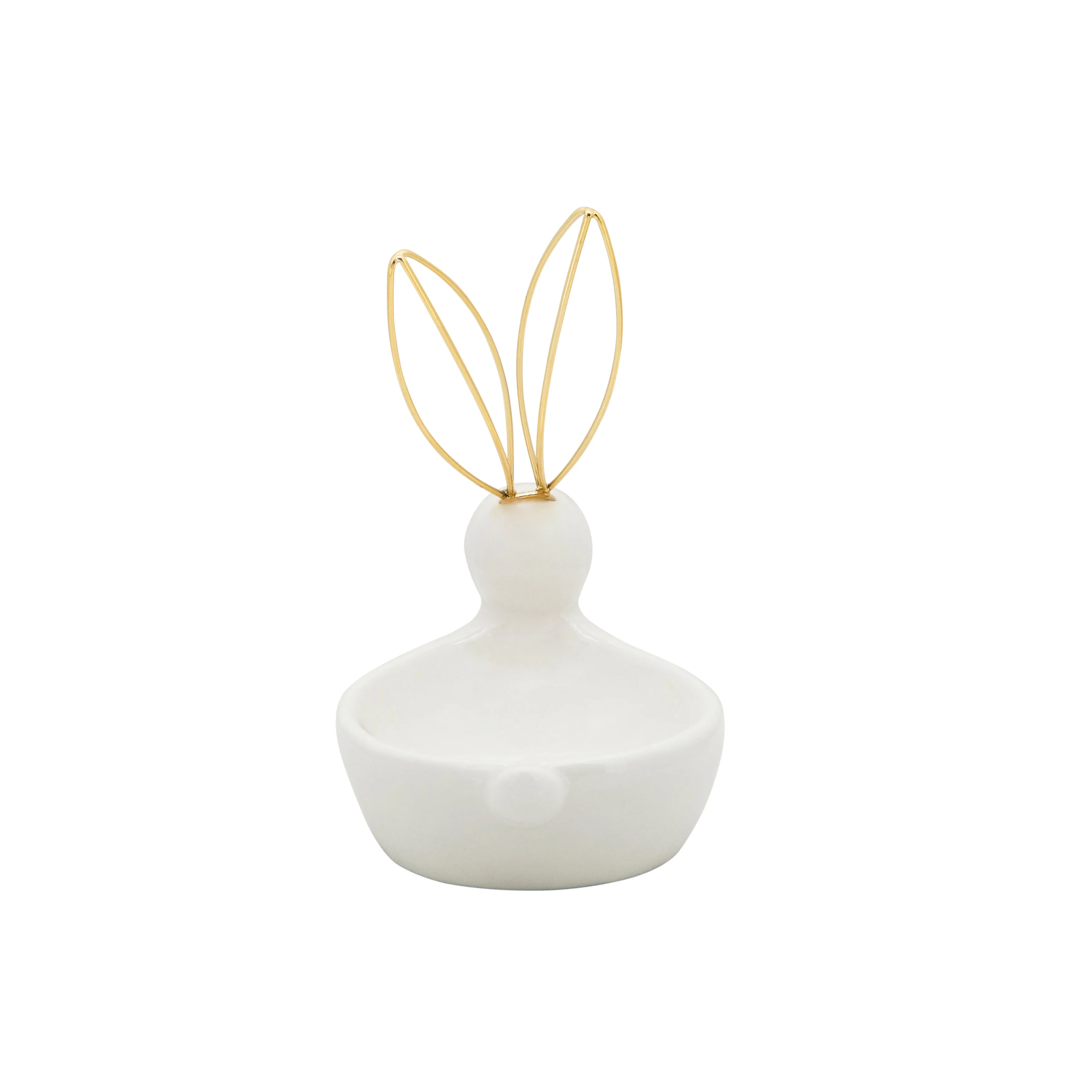 6"H BUNNY TRINKET TRAY, WHITE