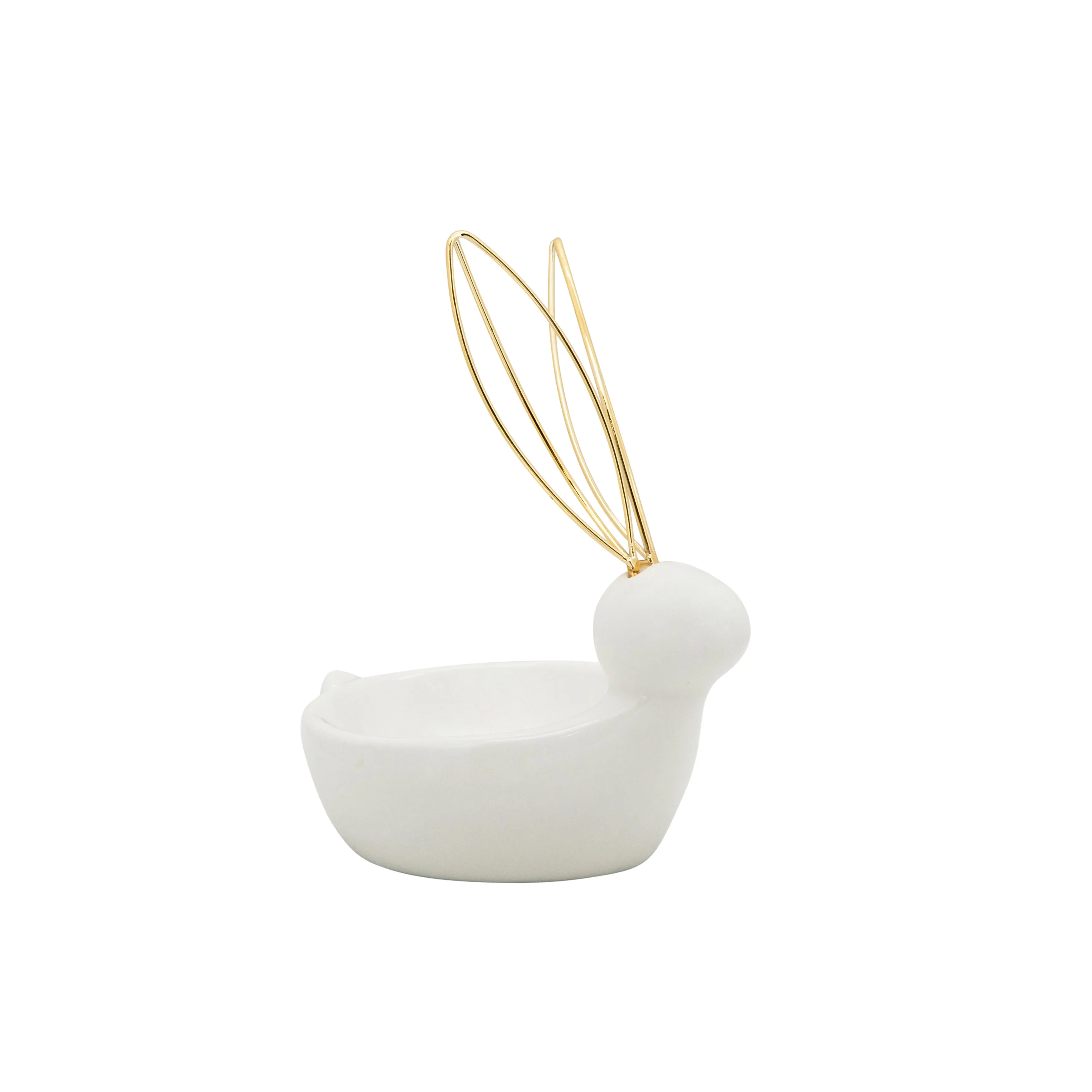 6"H BUNNY TRINKET TRAY, WHITE